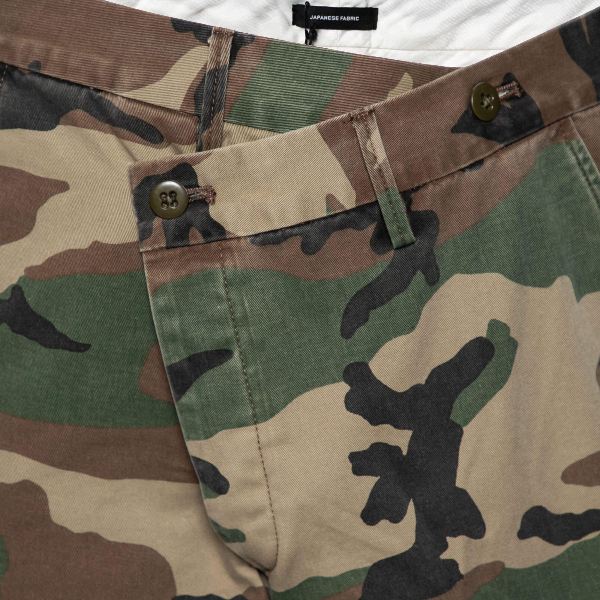 R13 Mehrfarbige Shorts aus Baumwolle mit Camouflage-Druck und Crossover-Taille M (Grau) im Angebot