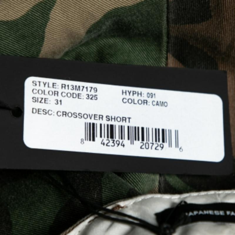 R13 Mehrfarbig Camouflage Druck Baumwolle Crossover Taille Shorts M im Zustand „Gut“ im Angebot in Dubai, Al Qouz 2