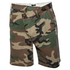 R13 Short en coton à taille croisée imprimé camouflage multicolore M