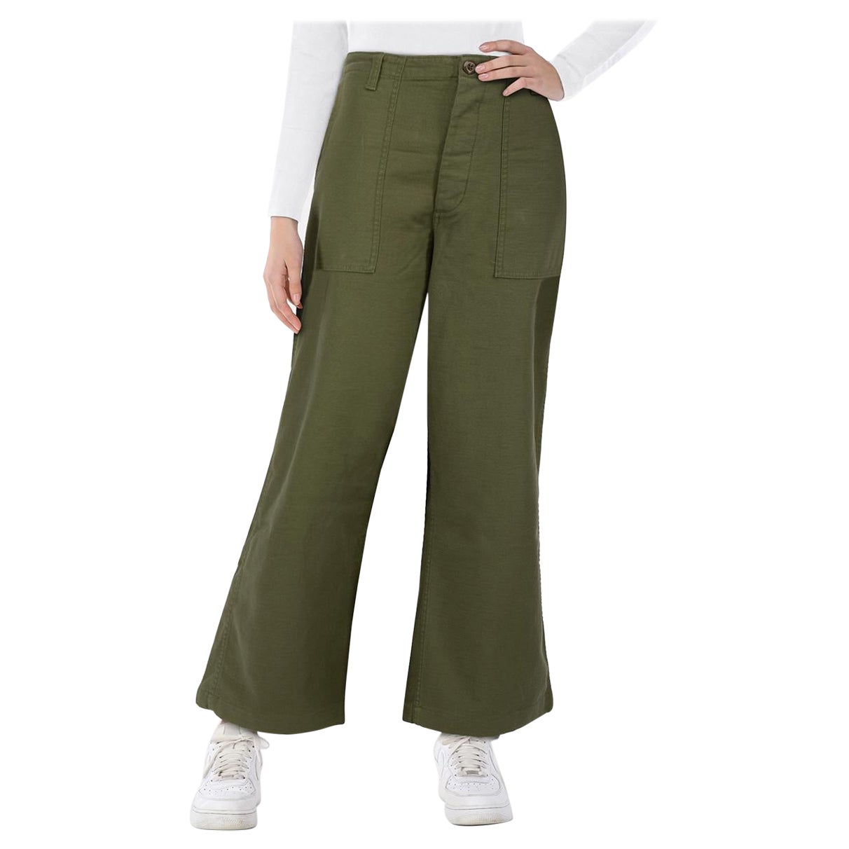 R13 Olive Wide Leg Utility Trousers Size L