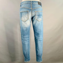 R13 taglia 26 Jeans skinny rilassati in cimosa blu, in twill di denim, con segni di distorsione