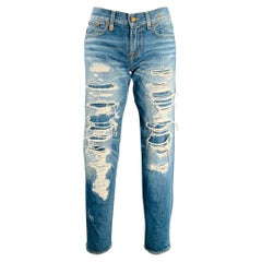 R13 Pantalones vaqueros relaxed skinny talla 26 en sarga vaquera azul envejecida
