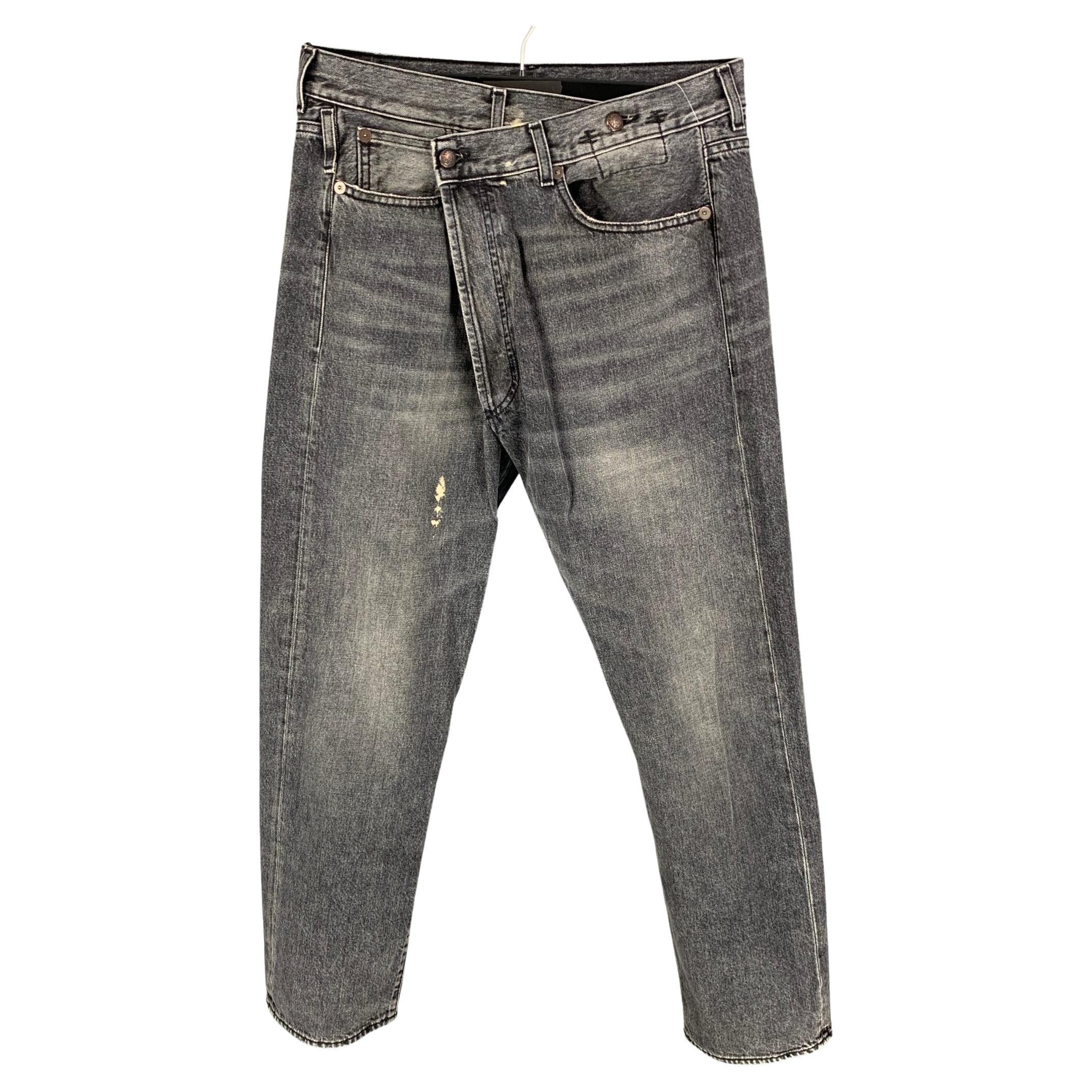 R13 Size 27 Charcoal Wash Denim Zip Fly 