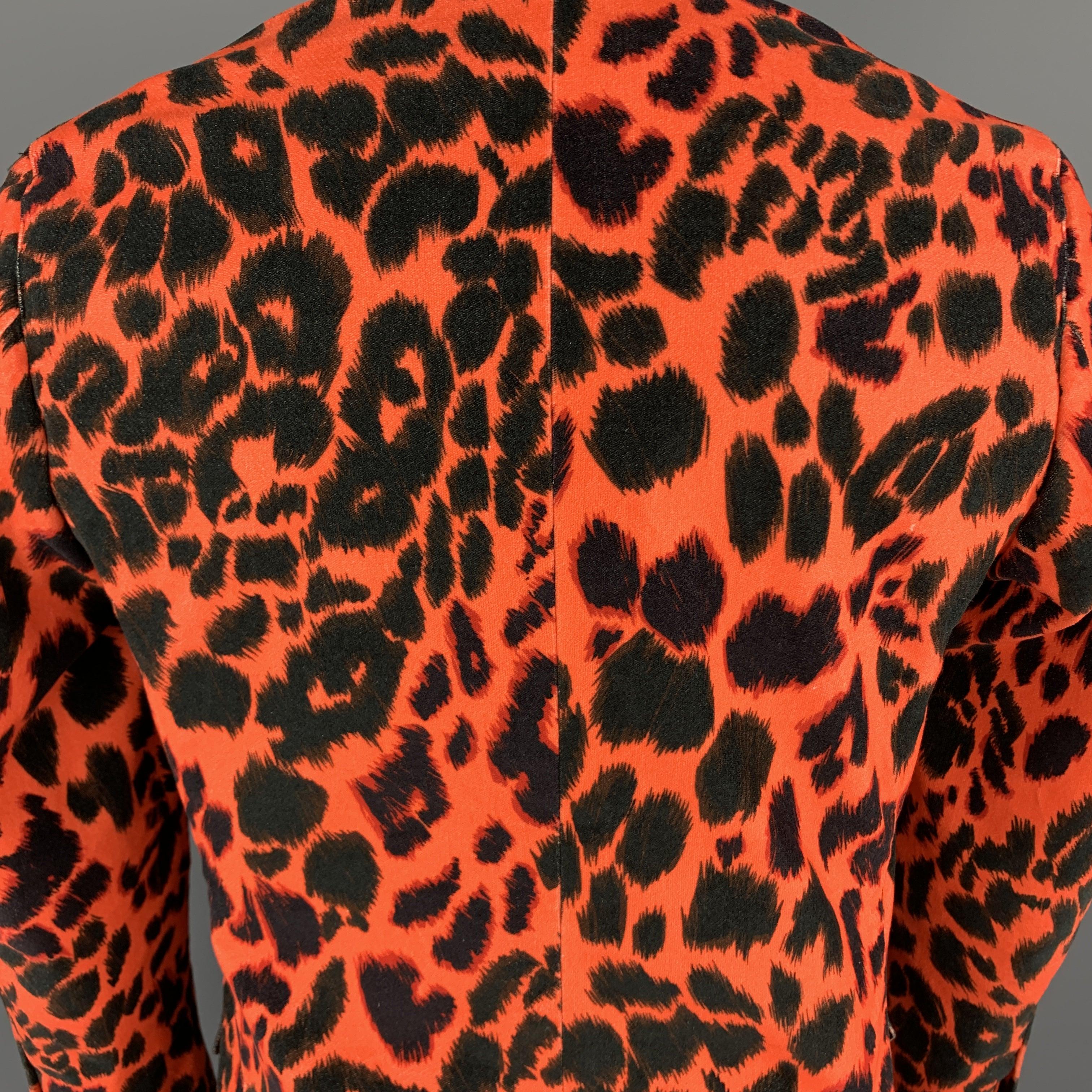 R13 Taglia 38 Arancione e Nero Leopardo  Stampa del cappotto sportivo in velluto di cotone con risvolto a tacche in vendita 3