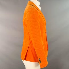 R13 Chaquetón de pana de algodón con solapa de muesca, talla 38 naranja