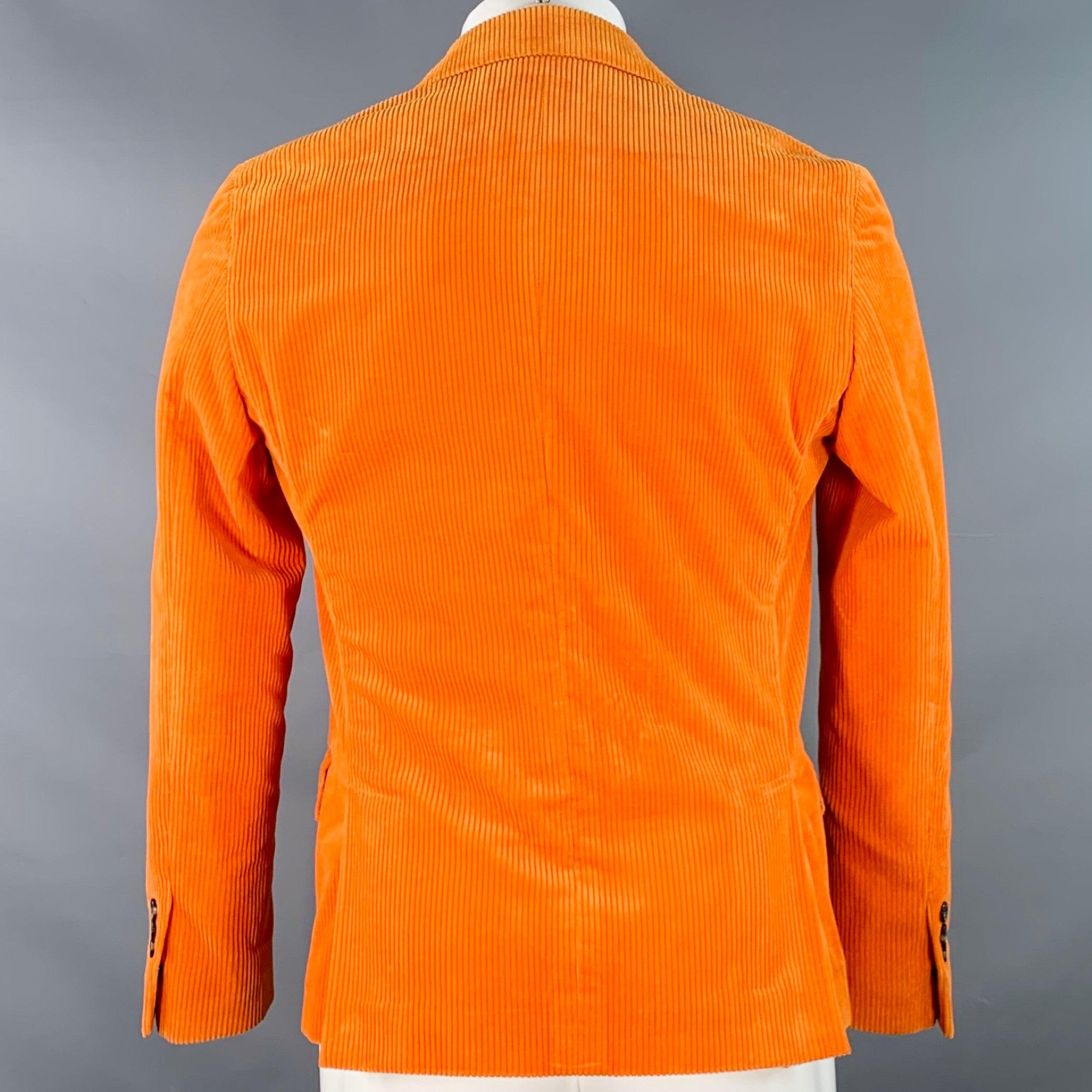 R13 Size 38 Orange Corduroy Cotton Notch Lapel Sport Coat In Excellent Condition For Sale In San Francisco, CA