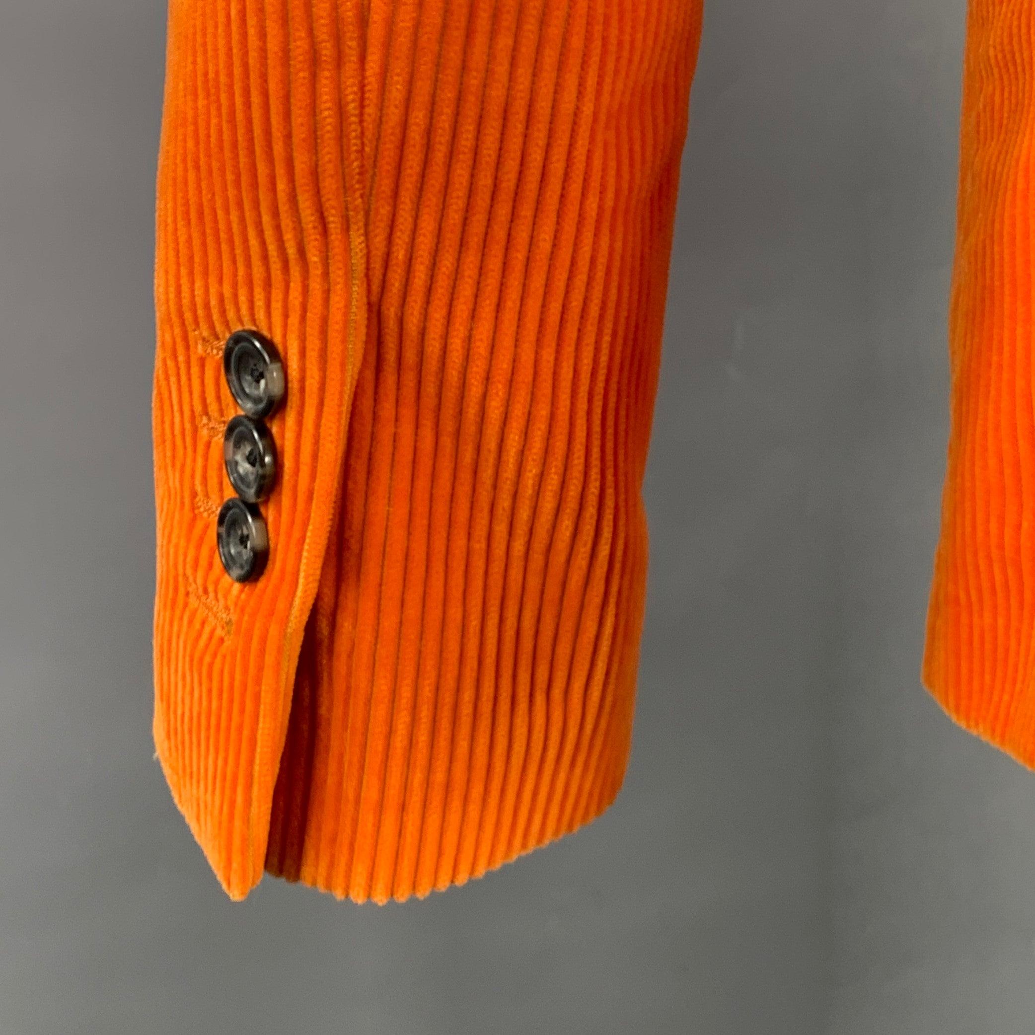 Men's R13 Size 38 Orange Corduroy Cotton Notch Lapel Sport Coat For Sale
