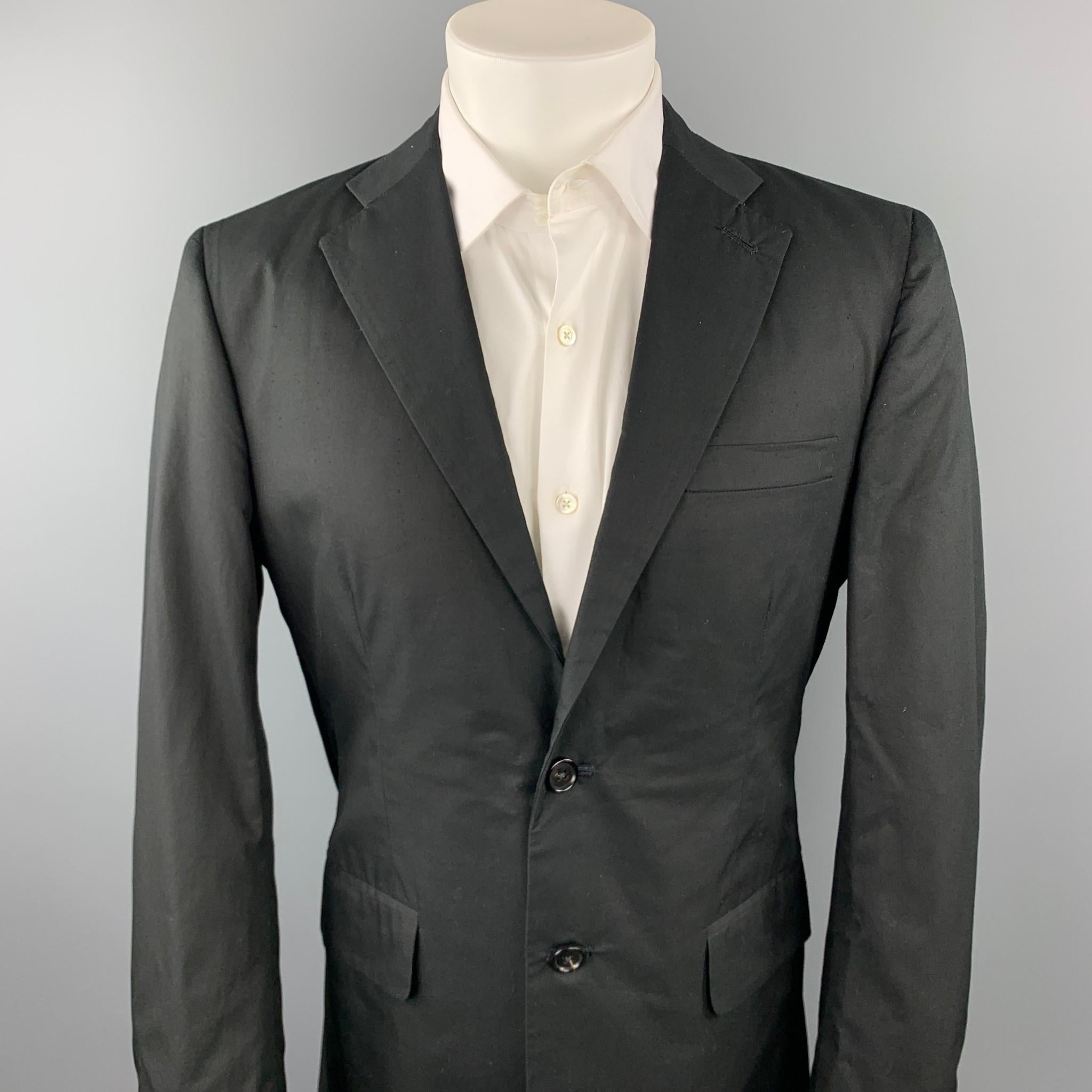 R13 sport coat comes in a black cotton with a back embroidered 