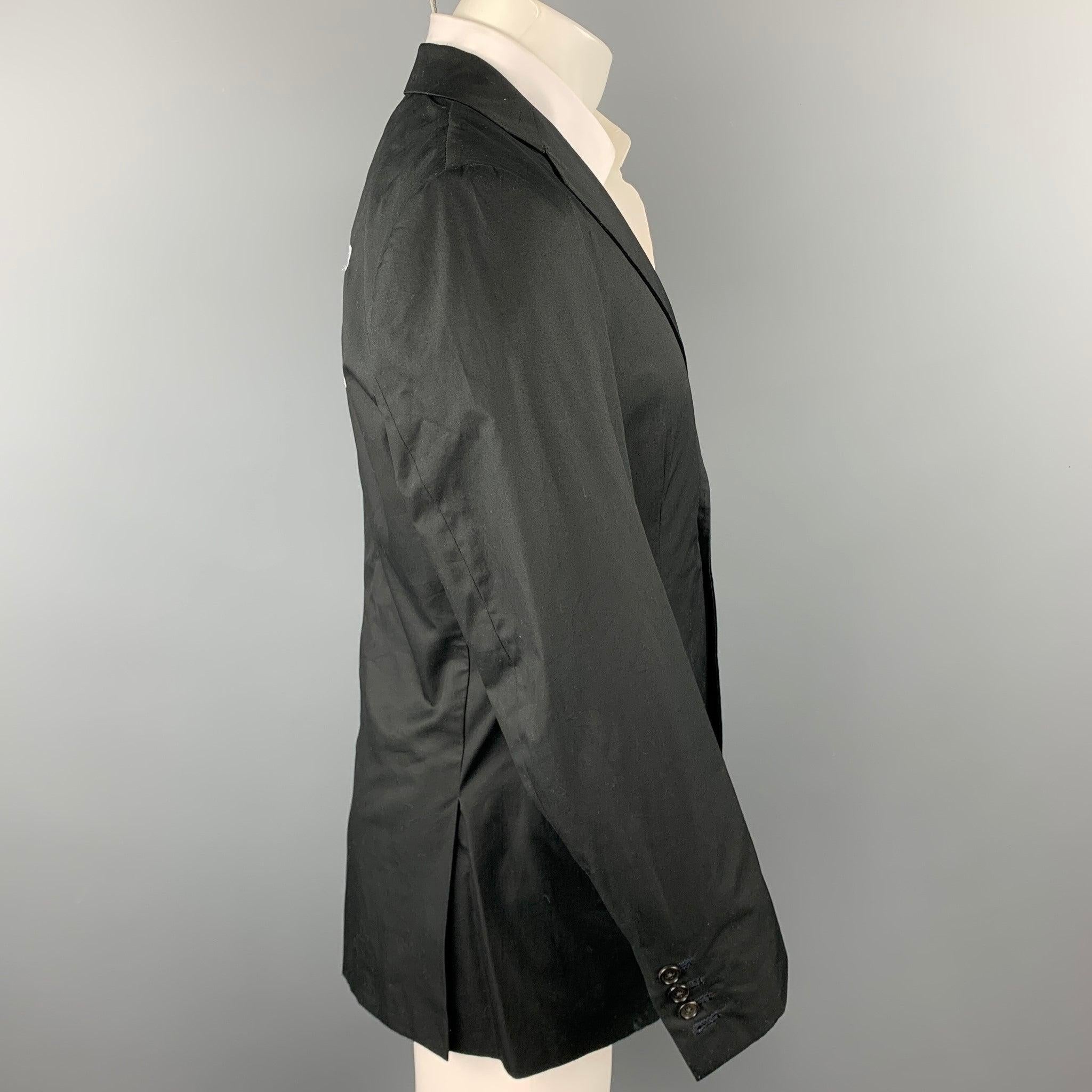 R13 Size 40 Black Embroidery Cotton Notch Lapel Sport Coat In Good Condition For Sale In San Francisco, CA