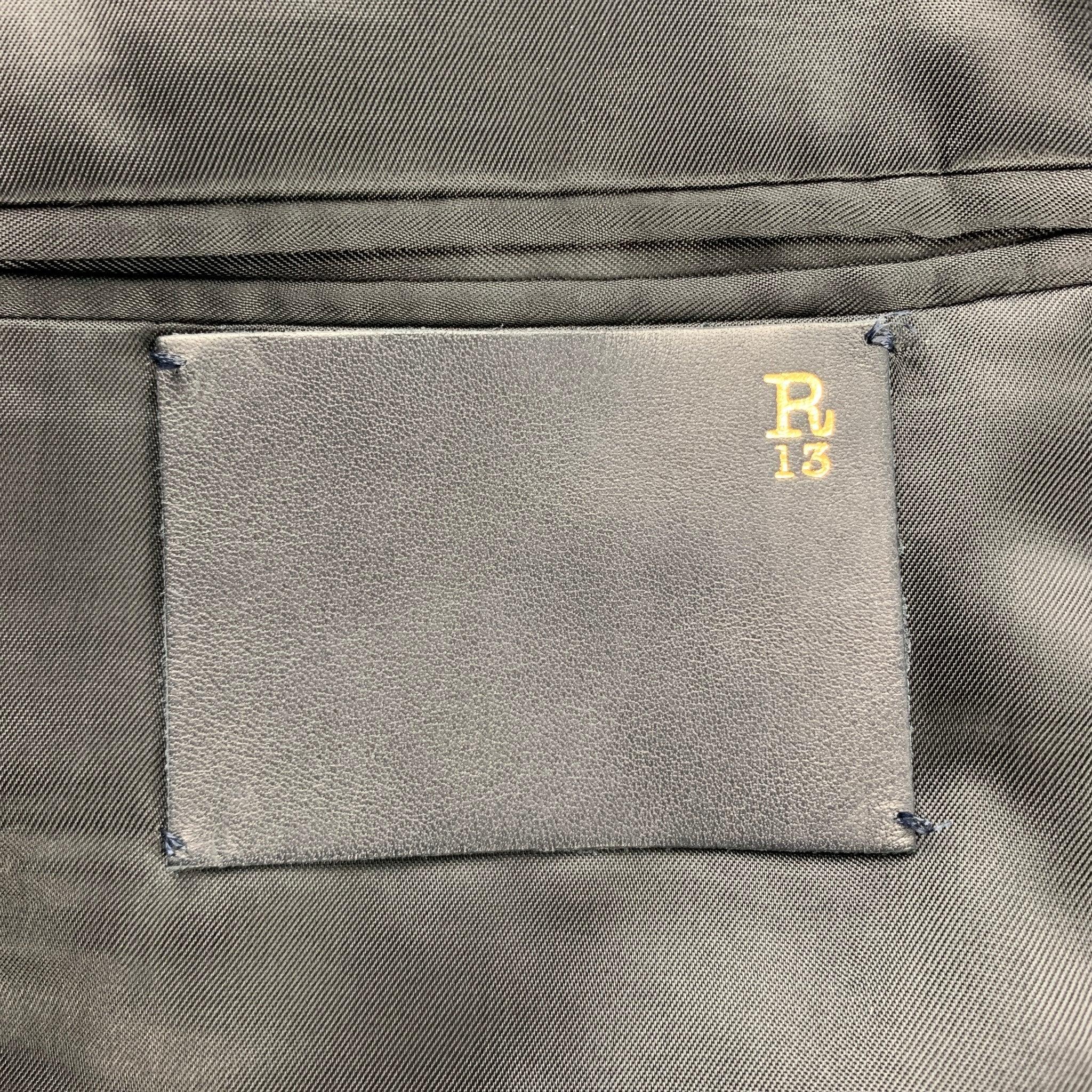 R13 Size 40 Black Embroidery Cotton Notch Lapel Sport Coat For Sale 2