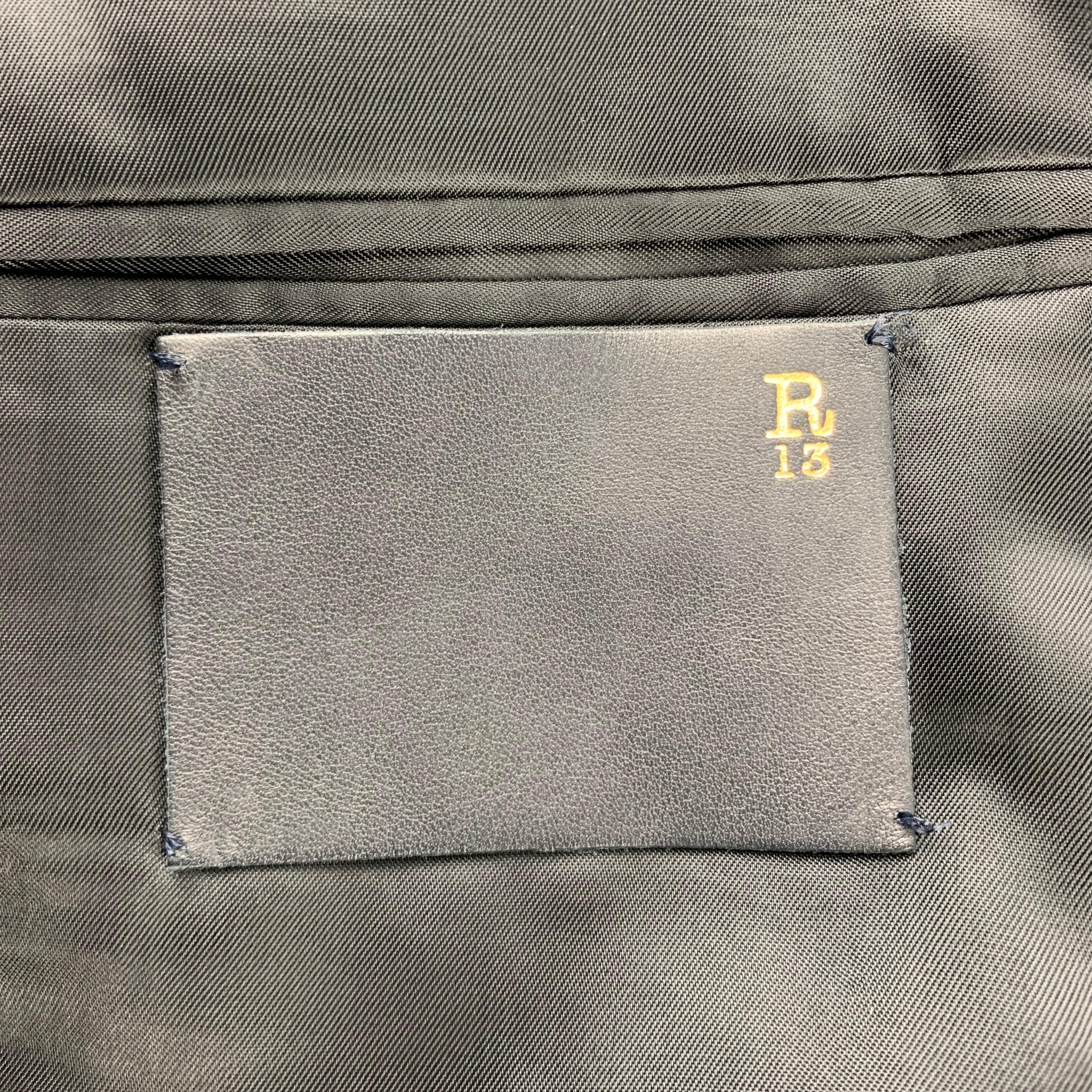 R13 Size 40 Black Embroidery Cotton Notch Lapel Sport Coat 2