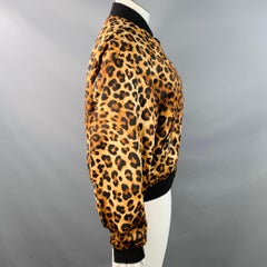 R13 Talla L Marrón Negro Algodón Estampado Animal Chaqueta Bomber con Cremallera