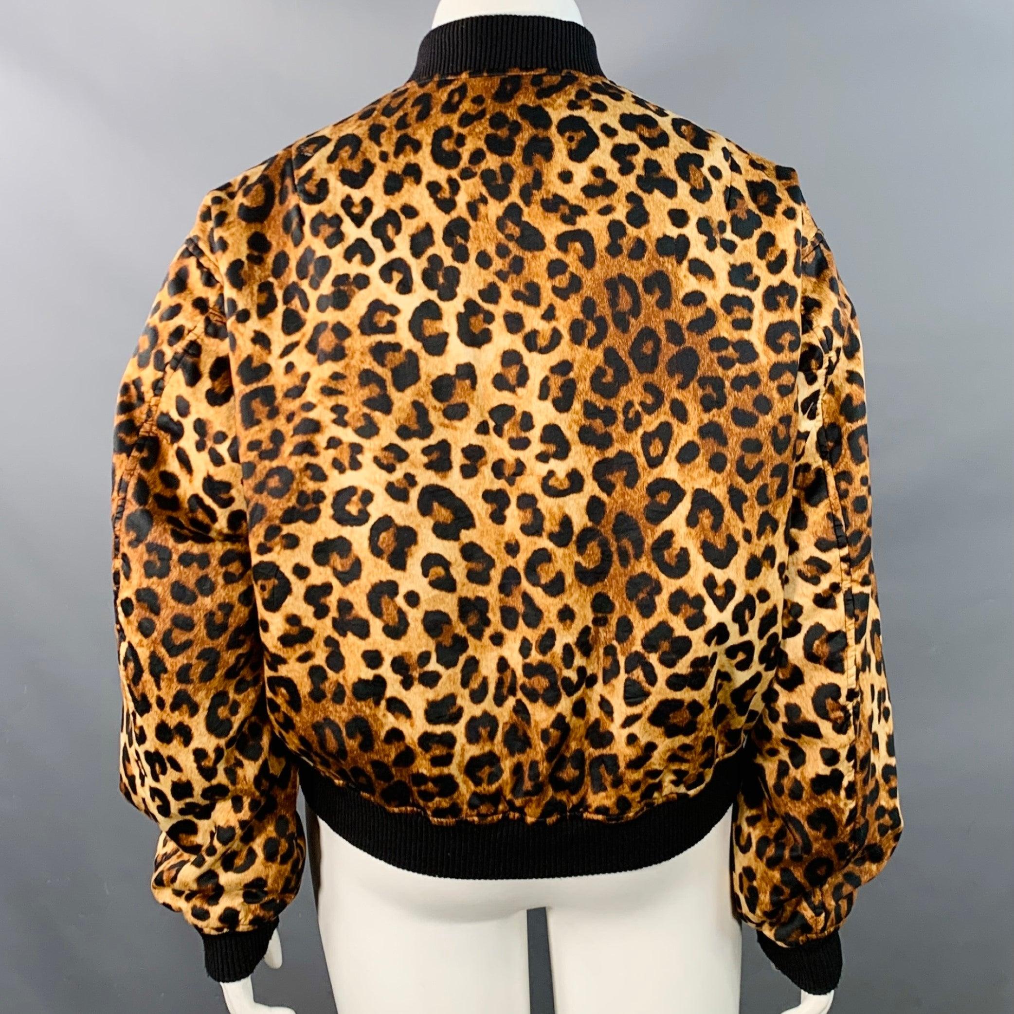 Beige R13 Taglia L Marrone Nero Cotone Stampa Animale Zip Up Giacca Bomber in vendita