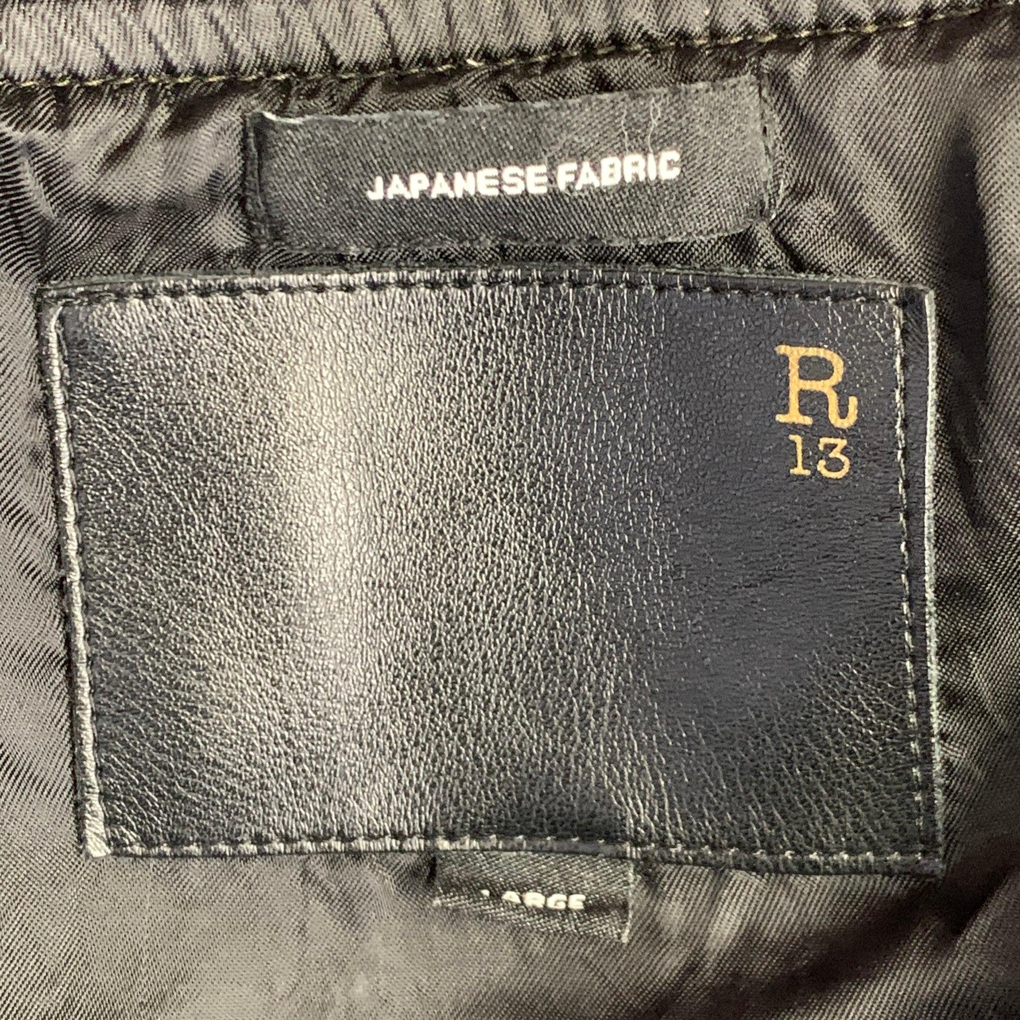 R13 Taglia L Marrone Nero Cotone Stampa Animale Zip Up Giacca Bomber In condizioni ottime in vendita a San Francisco, CA