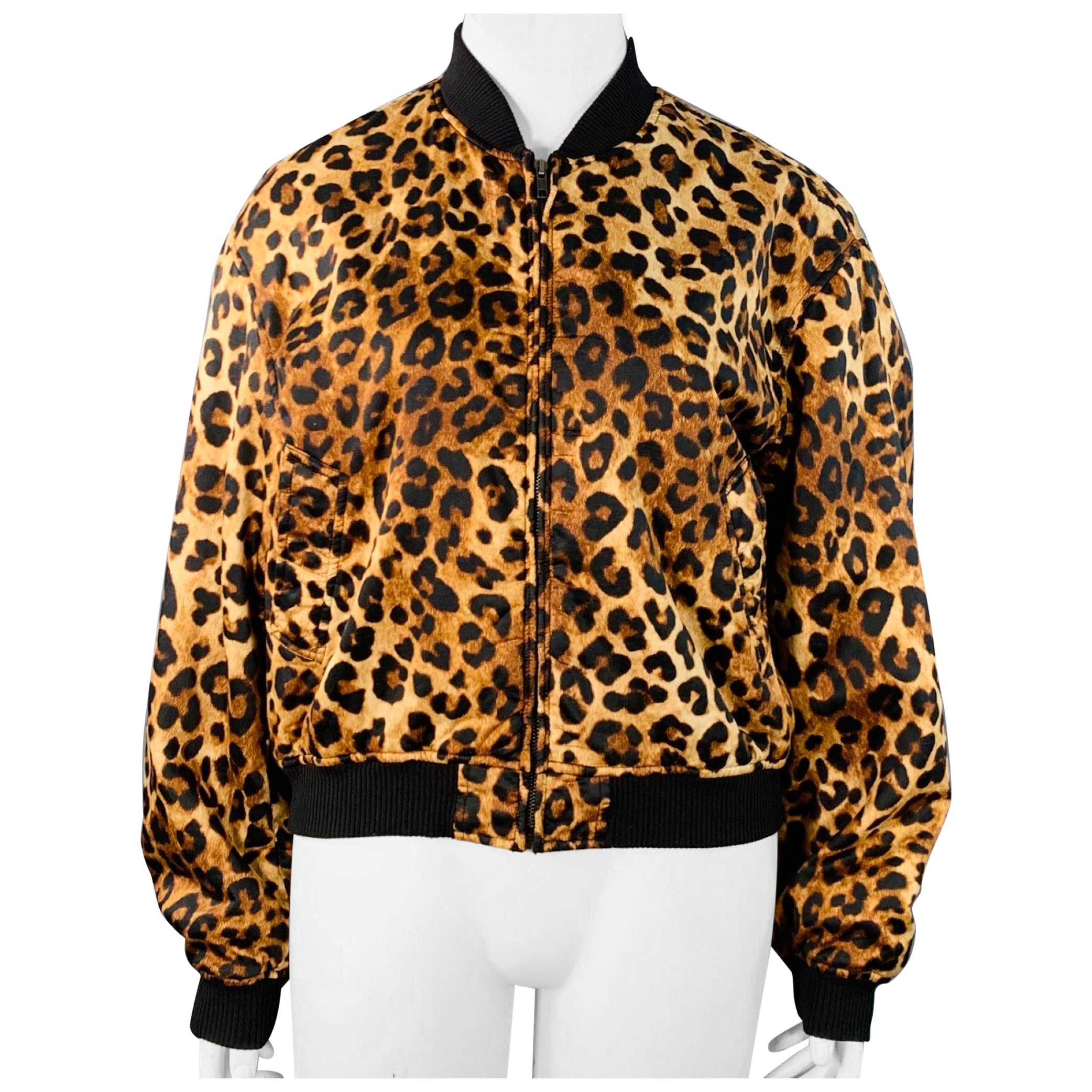R13 Taglia L Marrone Nero Cotone Stampa Animale Zip Up Giacca Bomber in vendita