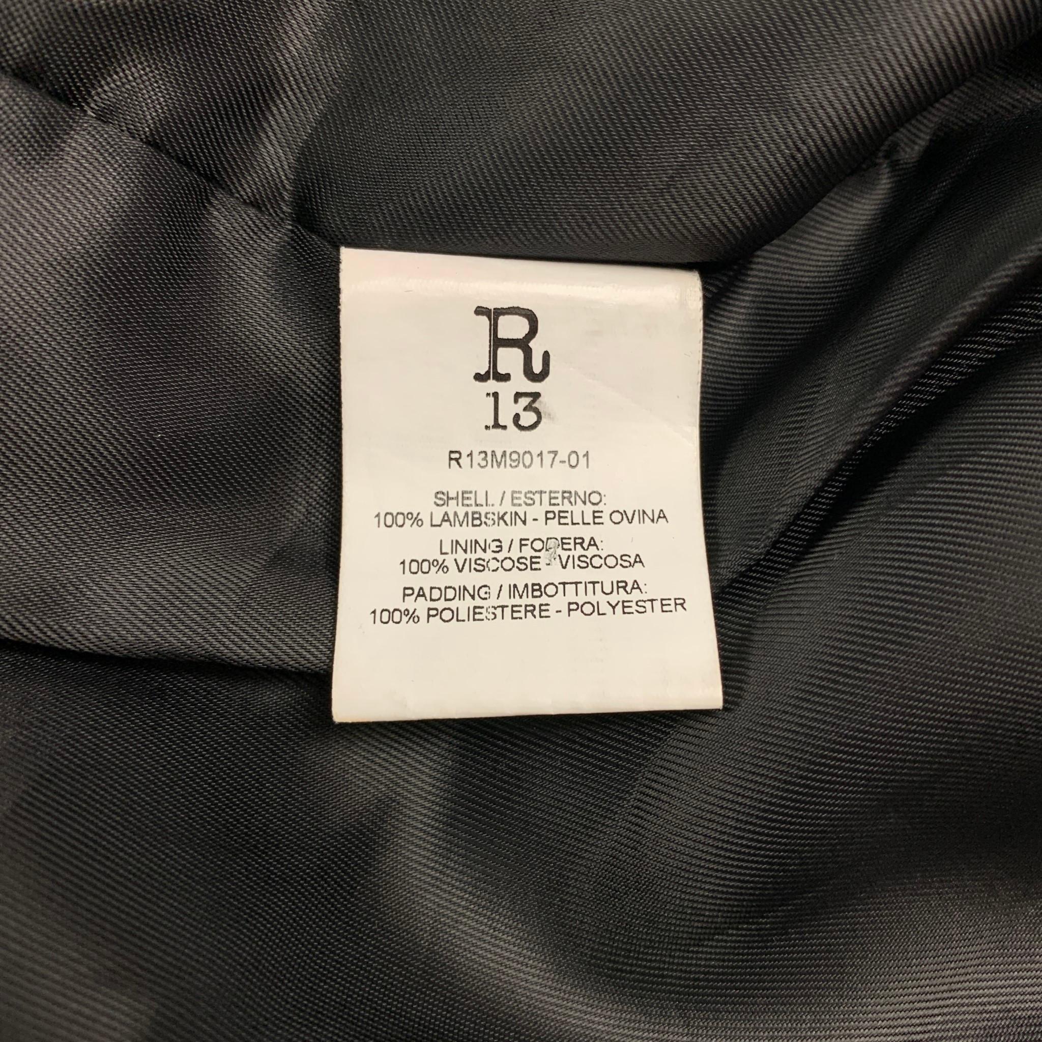 R13 Size M Black Leather Brooklyn USA Biker Jacket 1