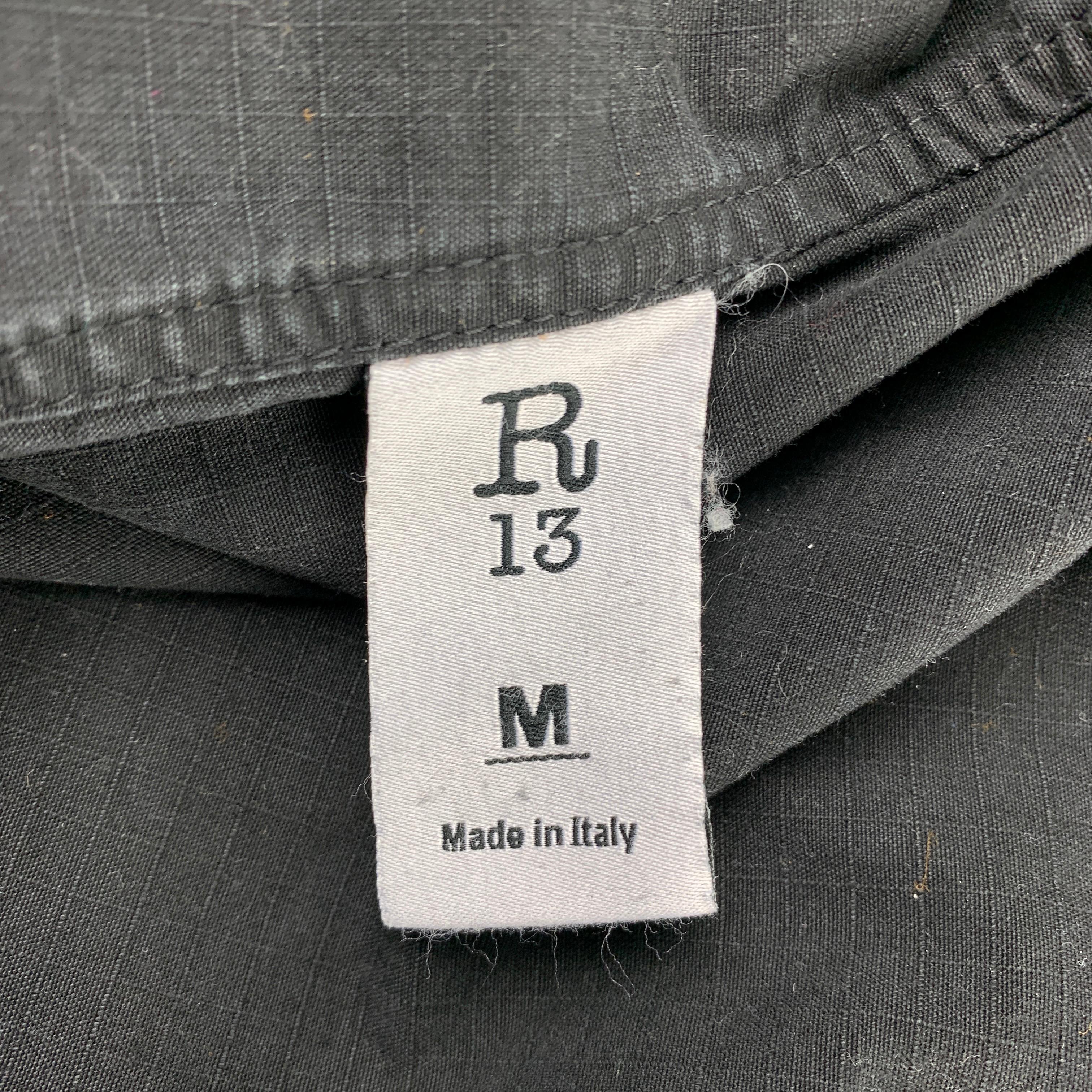 R13 Size M Gray Distressed Cotton Destroyed Military Hooded Jacket In Good Condition In San Francisco, CA