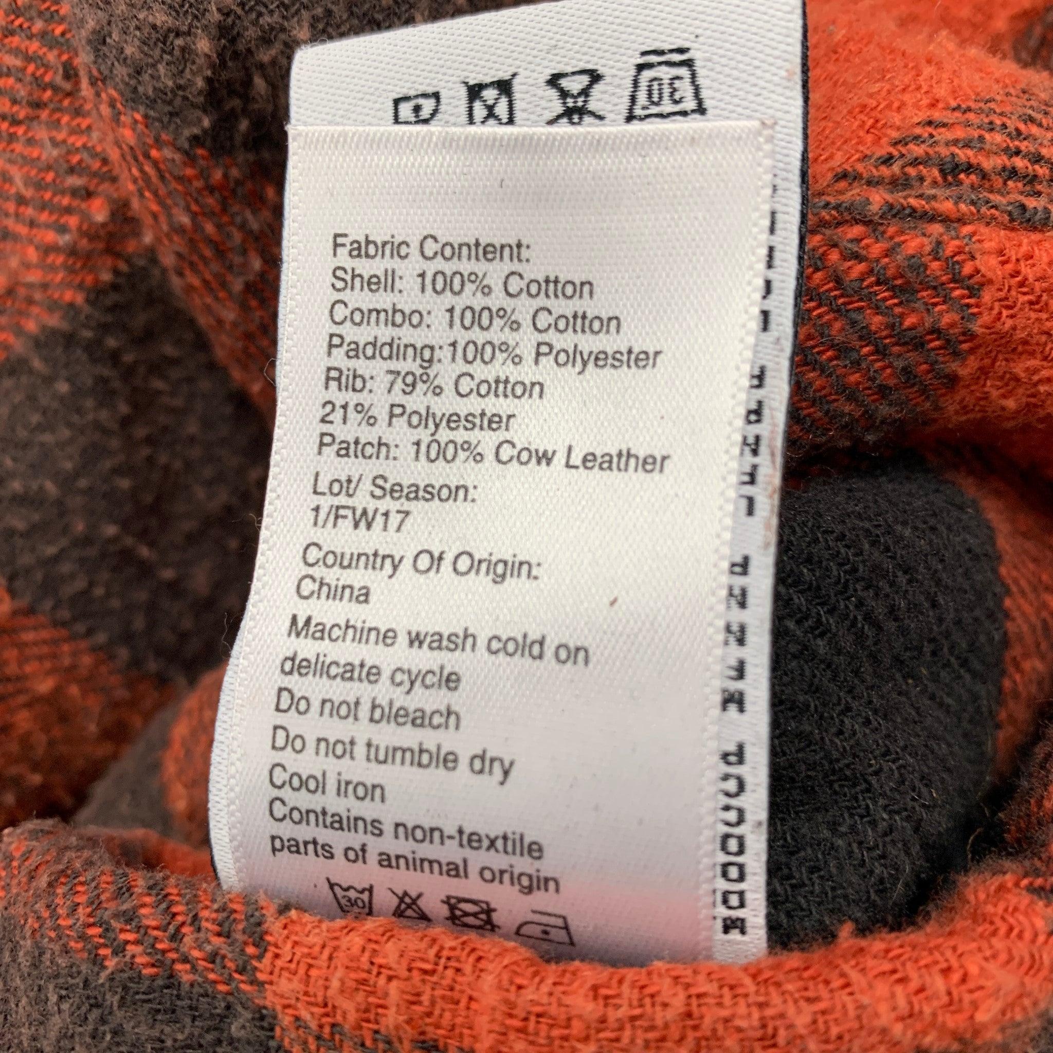 Men's R13 Size M Orange Black Plaid Cotton Reversible Jacket For Sale