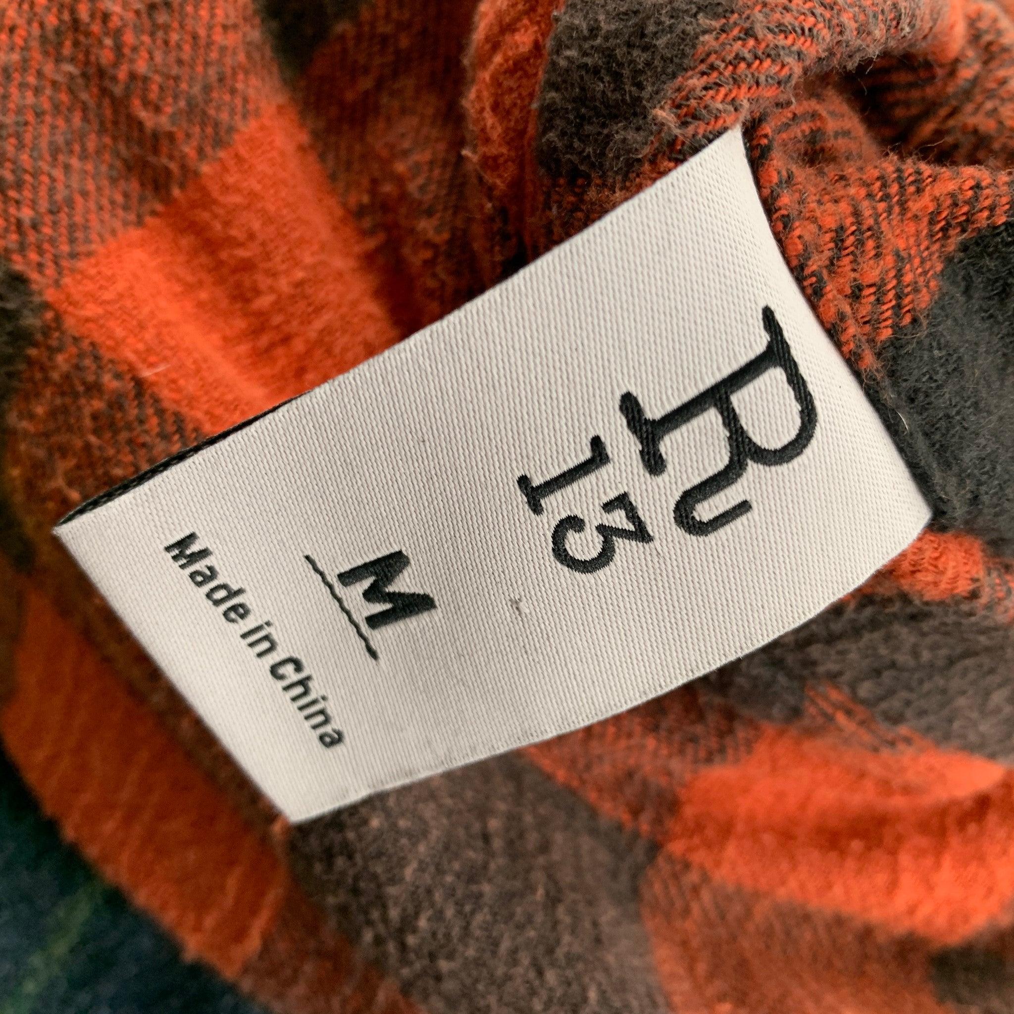 R13 Size M Orange Black Plaid Cotton Reversible Jacket For Sale 1