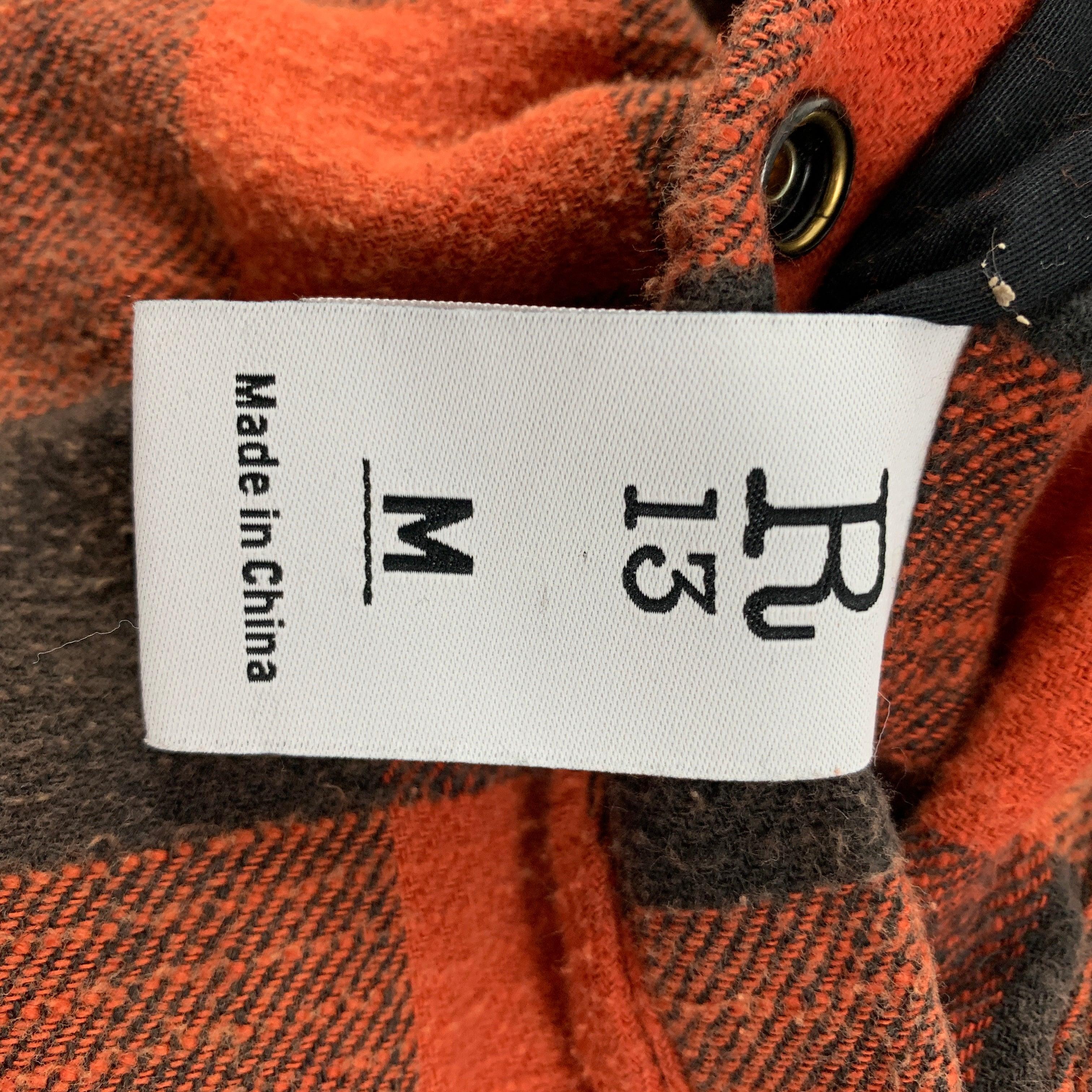R13 Size M Orange Black Plaid Cotton Reversible Jacket For Sale 2