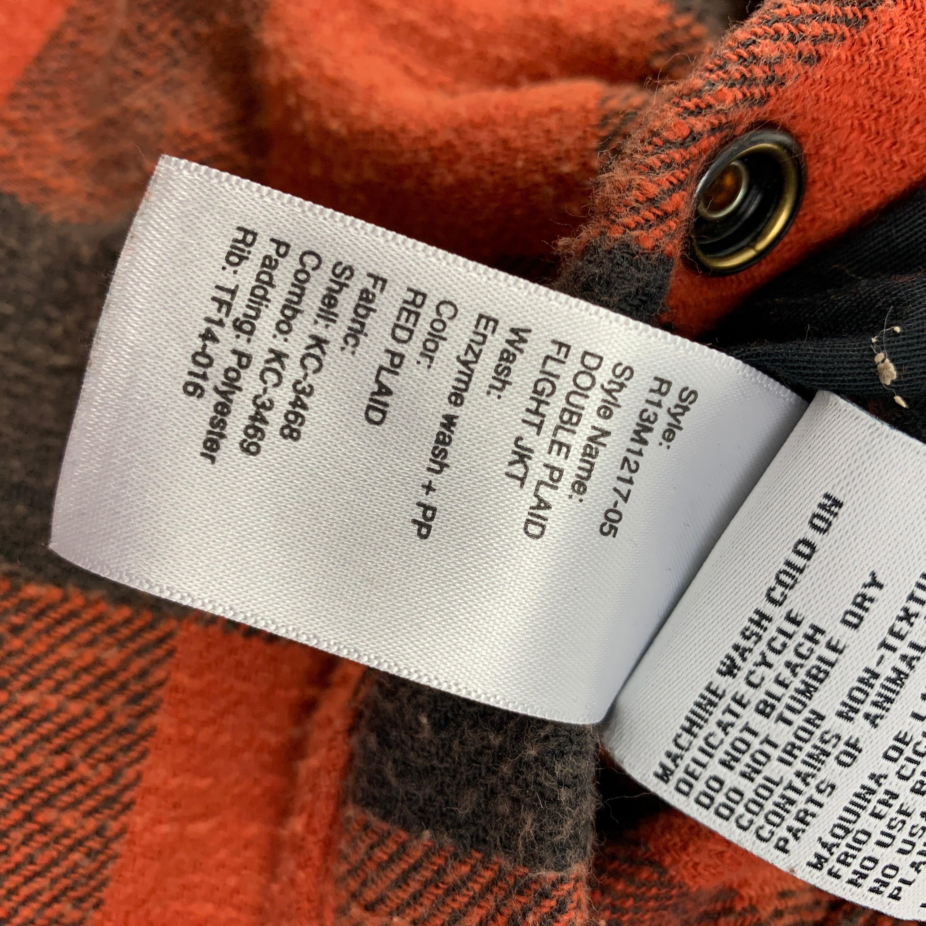 R13 Size M Orange Black Plaid Cotton Reversible Jacket For Sale 3