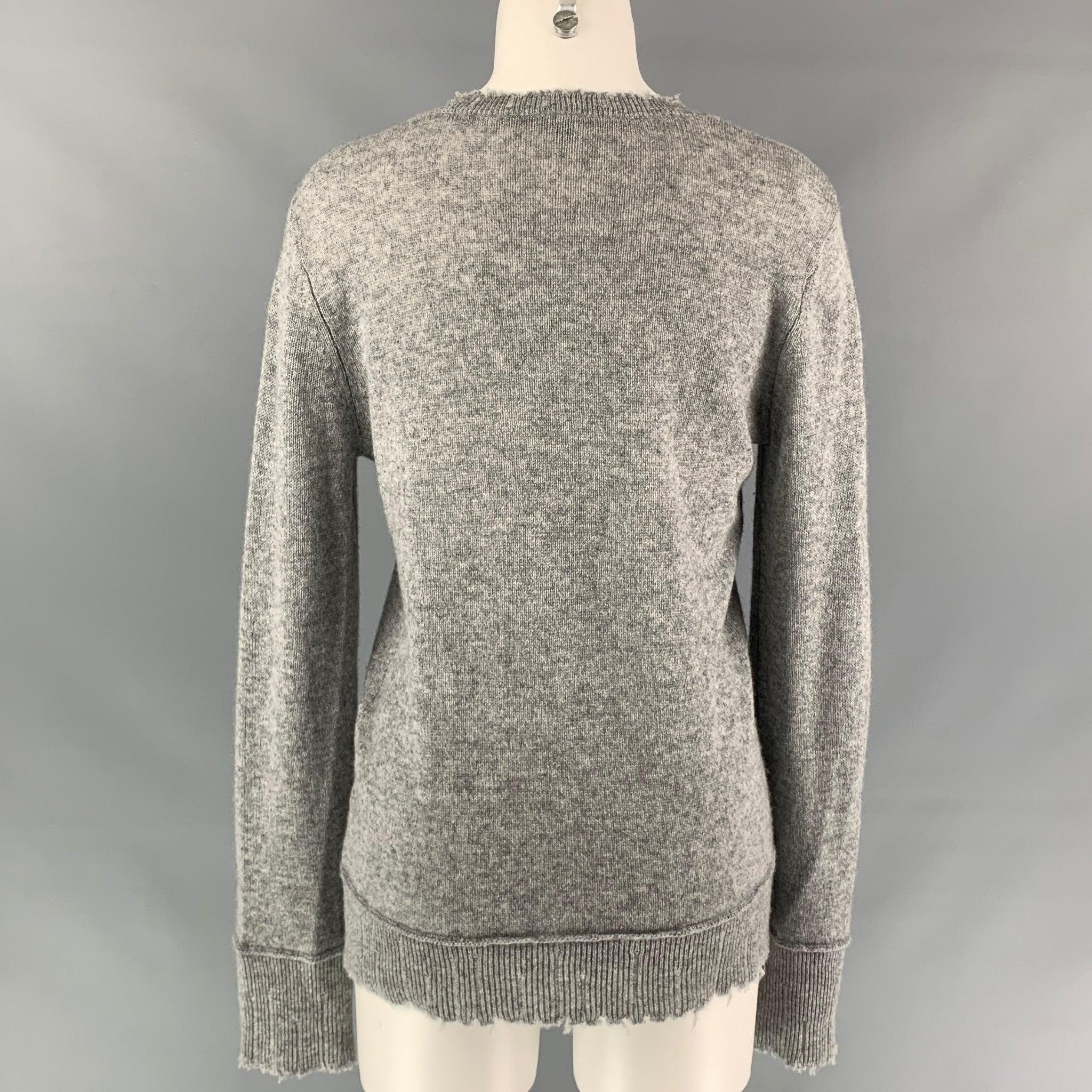R13 Size S Grey Heather Distressed Cashmere Sweater In Good Condition For Sale In San Francisco, CA