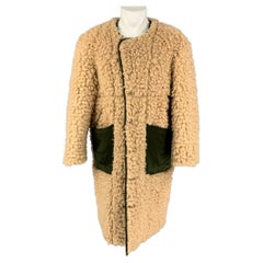 R13 Size S Khaki Olive Textured Polyester Collarless Coat