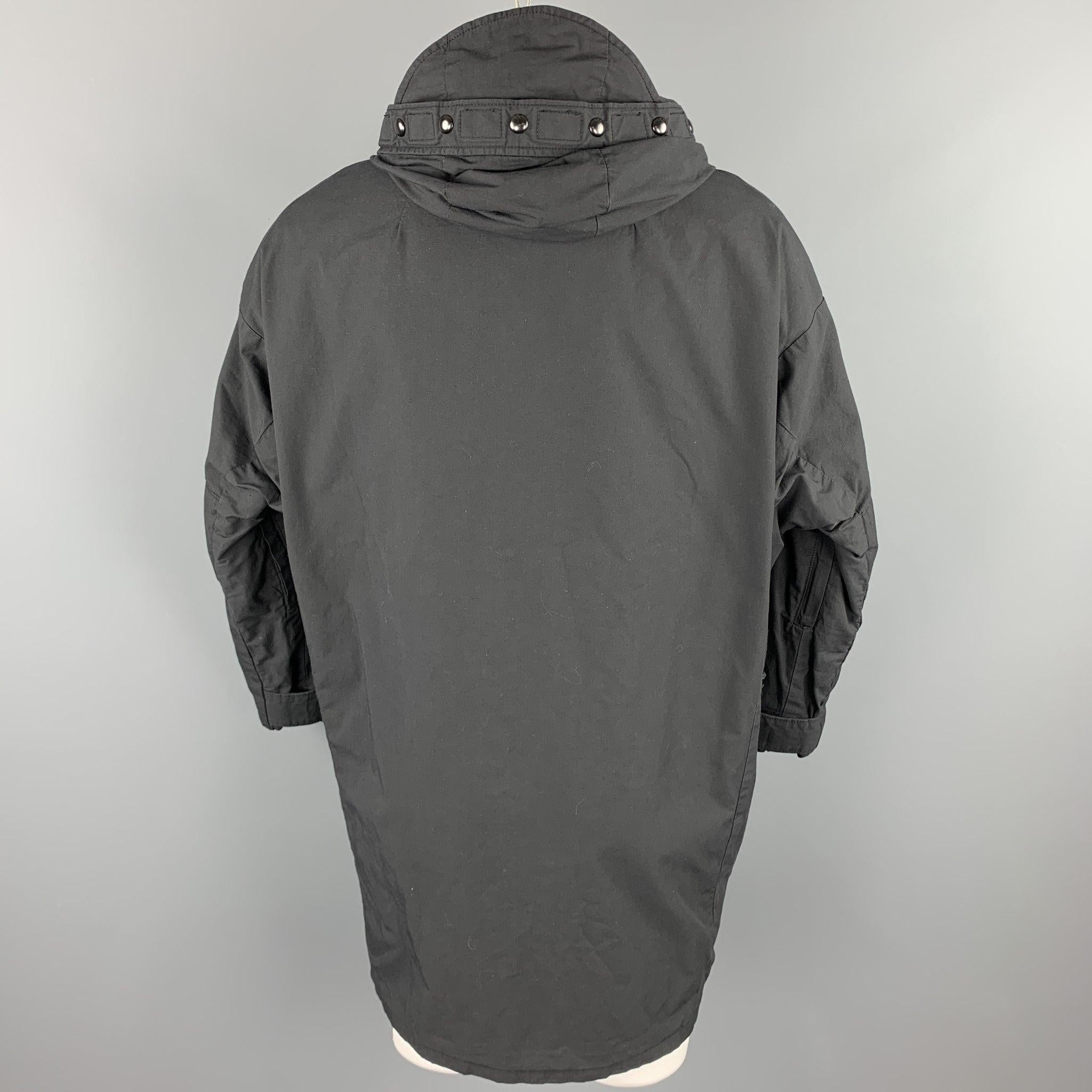 Men's R13 Size XS Black Cotton / Nylon Zip & Snaps Oversized Hooded Coat For Sale