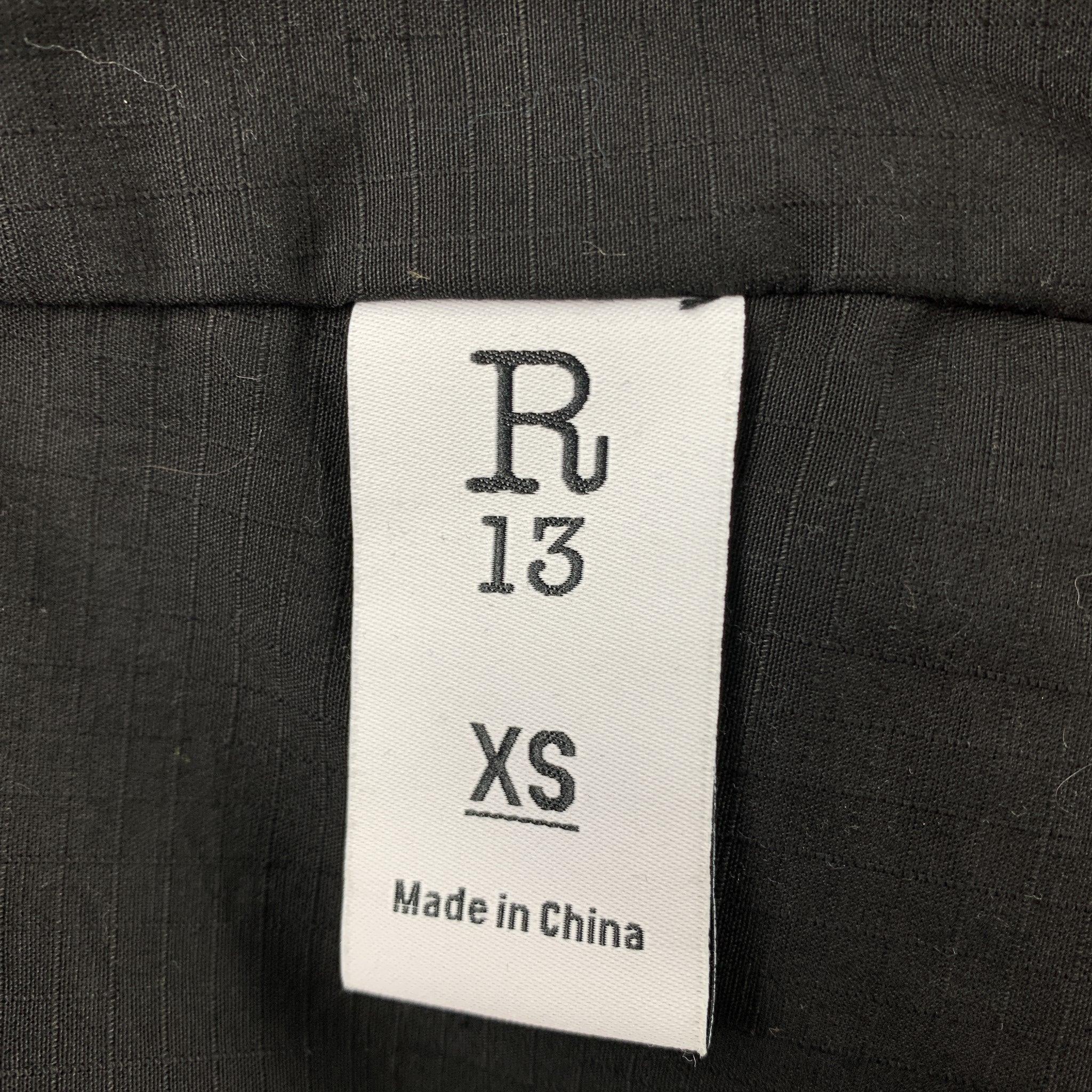 R13 Größe XS Schwarz Baumwolle / Nylon Reißverschluss & Druckknöpfe Oversized Hood's Mantel im Angebot 2