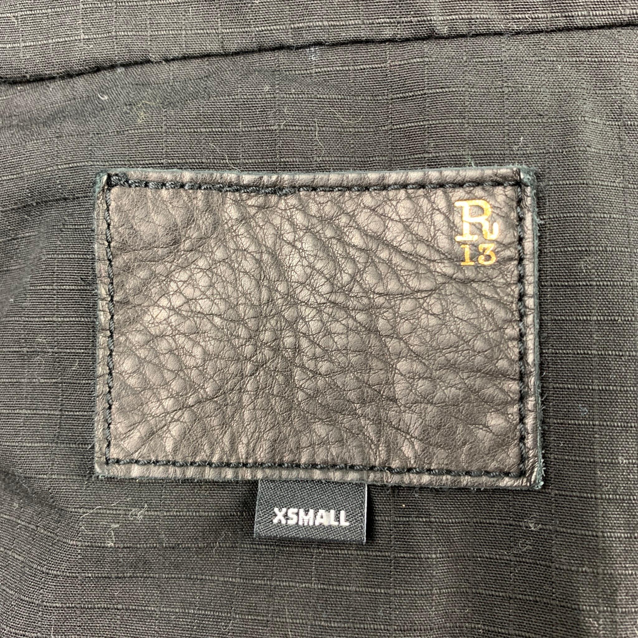 R13 Size XS Black Cotton / Nylon Zip & Snaps Oversized Hooded Coat 3