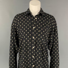 R13 Size XS Black & Off White Silk Skulls Button Up Shirt