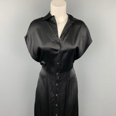R13 Size XS Black Satin Silk Dropped Sleeves Shirt Dress