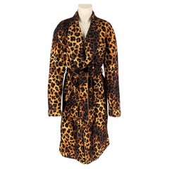 R13 Size XS Brown Black Cotton Animal Print Robe Coat