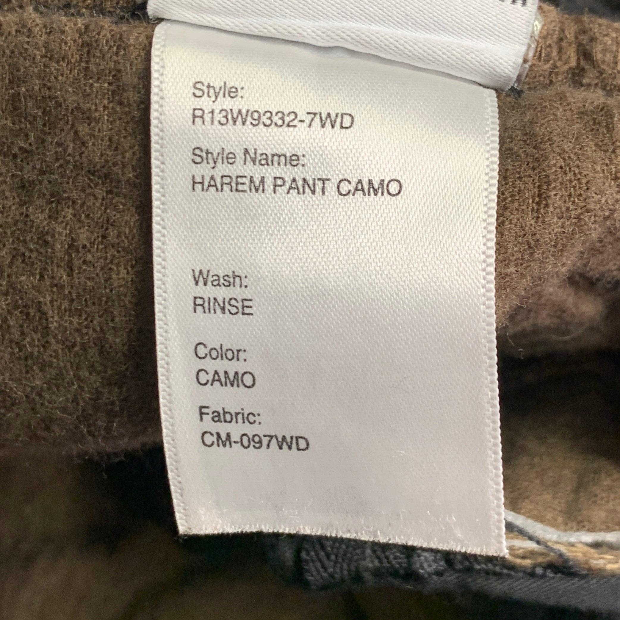 R13 Size XS Brown Taupe Cotton Camouflage Elastic Waistband Casual Pants For Sale 1