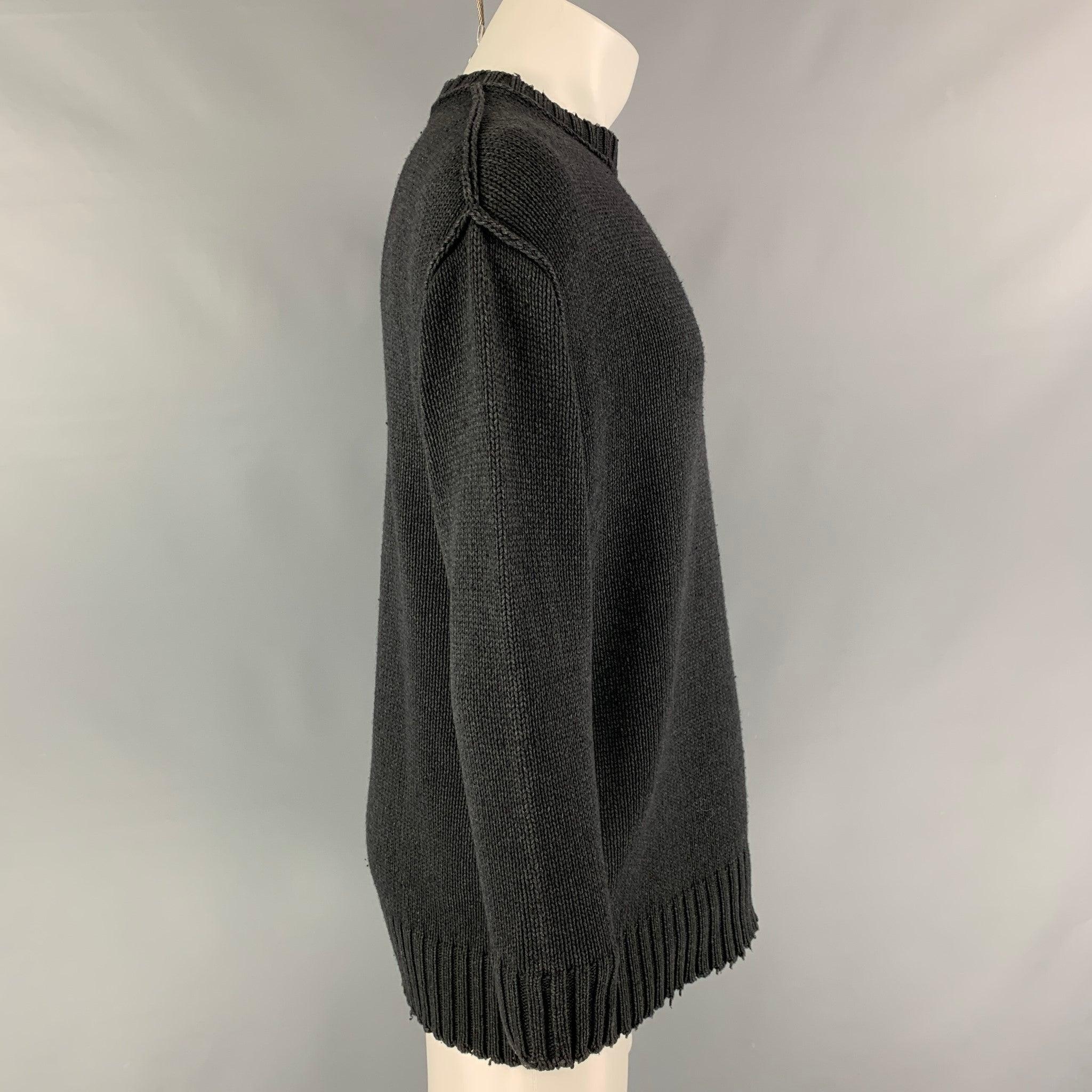 R13 sweater comes in a charcoal acrylic / wool featuring a oversized fit, distressed, and a crew-neck.
Very Good
Pre-Owned Condition. 

Marked:   XS 

Measurements: 
 
Shoulder: 22 inches  Chest: 45 inches  Sleeve: 22.5 inches  Length: 29 inches 
 