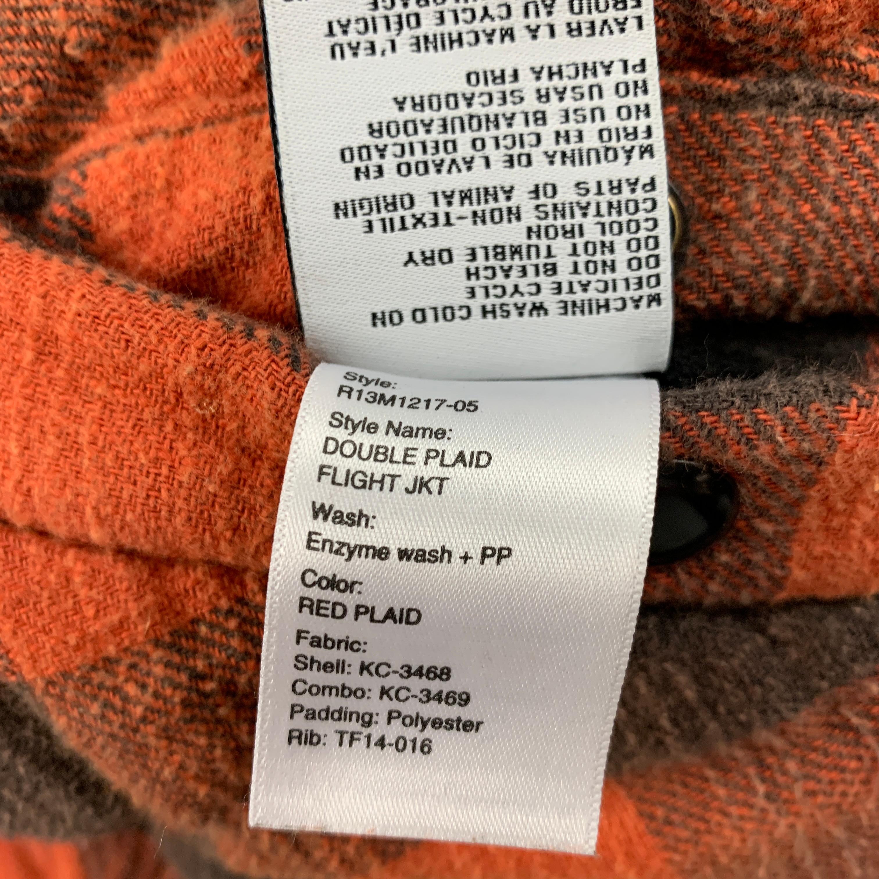 R13 size XS Orange Black Plaid Cotton Reversible Jacket In Good Condition In San Francisco, CA