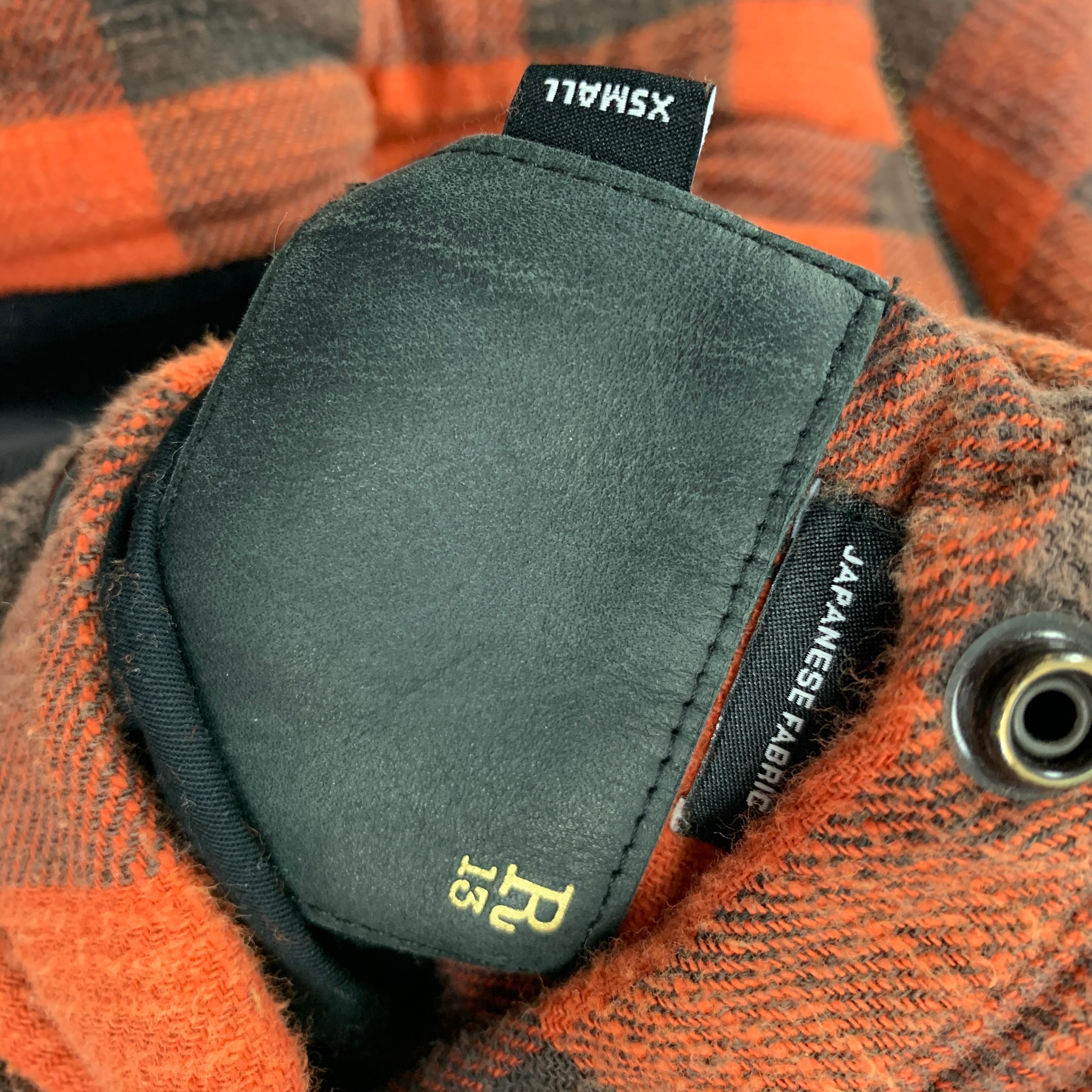 Men's R13 size XS Orange Black Plaid Cotton Reversible Jacket
