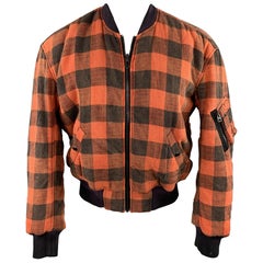 R13 Size XS Orange 
Black Plaid Cotton Reversible Jacket