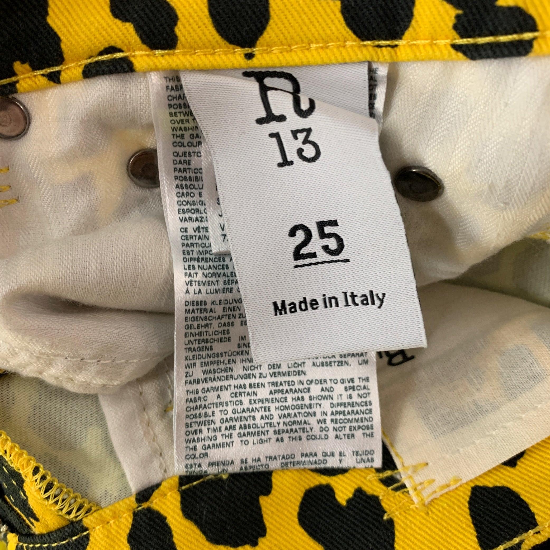 R13 Size XS Yellow Black Animal Print Cotton Notch Lapel  Suit 7