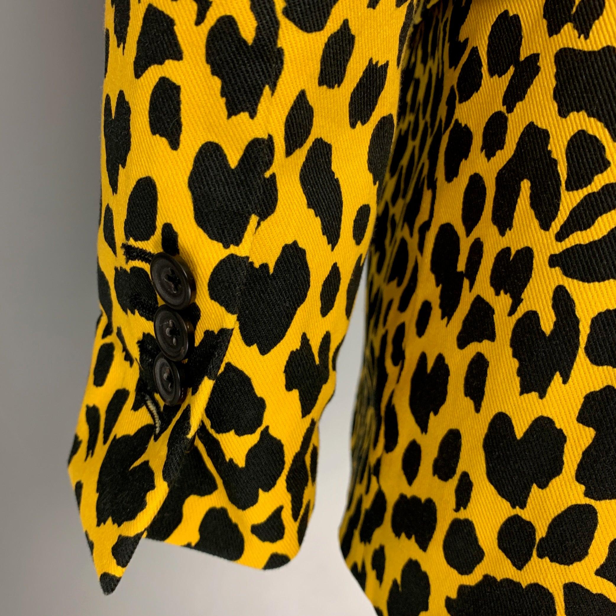 R13 Size XS Yellow Black Animal Print Cotton Notch Lapel  Suit 1