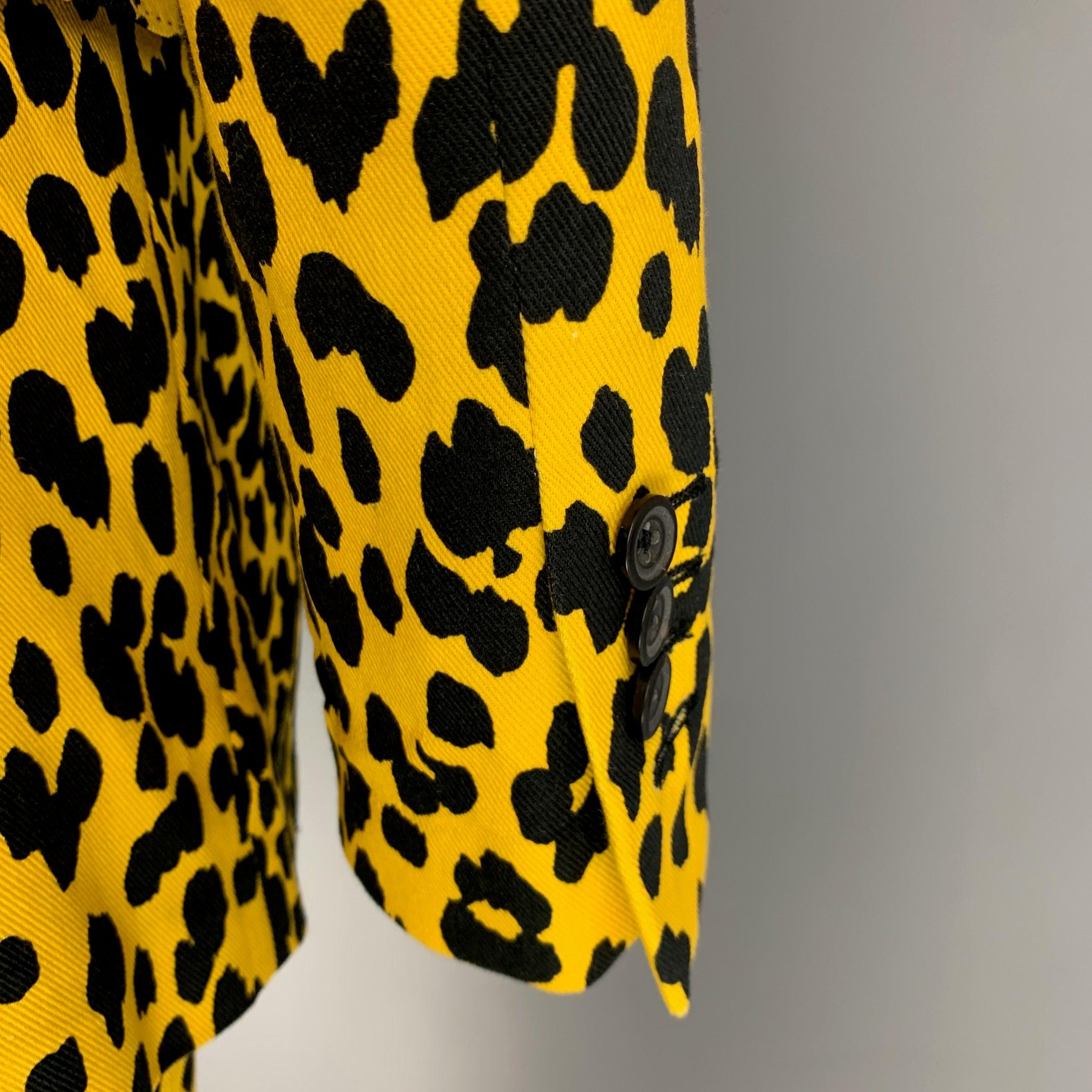 R13 Size XS Yellow Black Animal Print Cotton Notch Lapel  Suit 2
