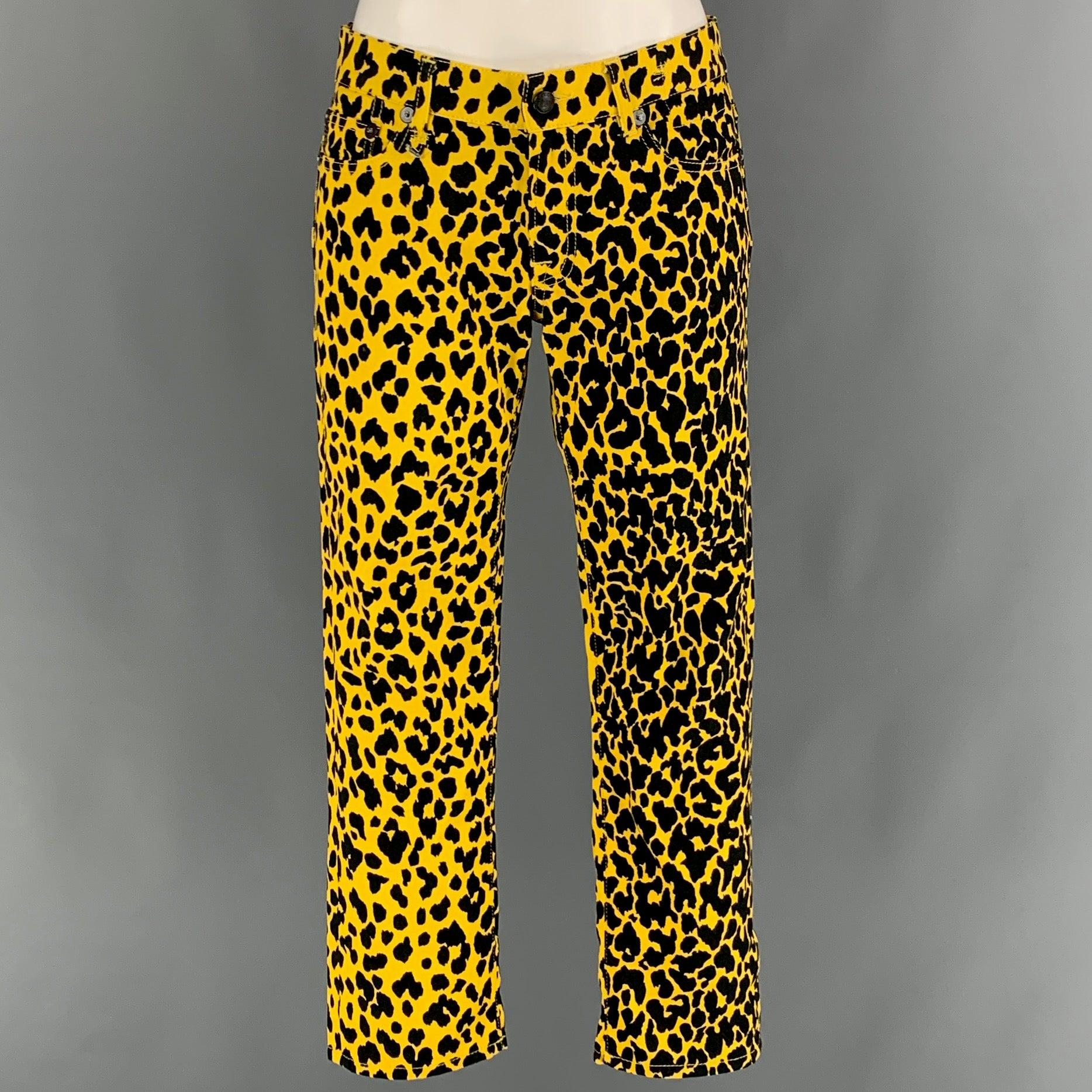 R13 Size XS Yellow Black Animal Print Cotton Notch Lapel  Suit 3