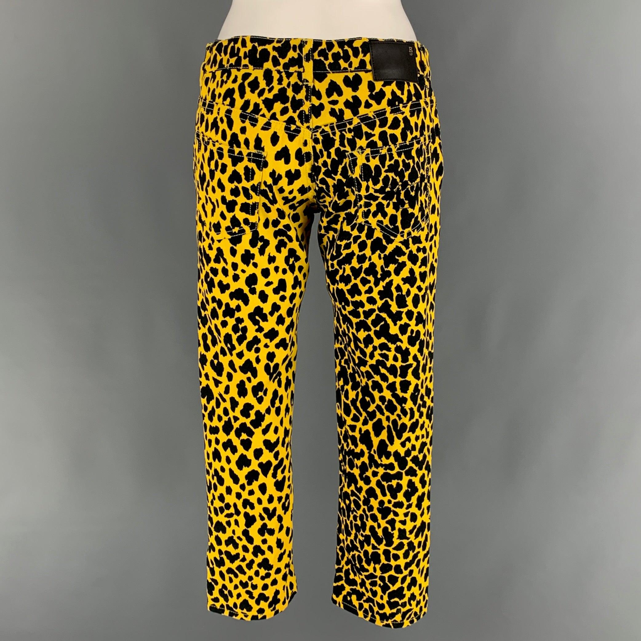 R13 Size XS Yellow Black Animal Print Cotton Notch Lapel  Suit 4