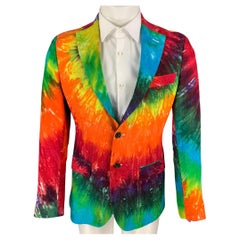 R13 SS 19 Taglia M Cappotto sportivo con risvolto a tacche in lino multicolore