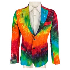 R13 SS 19 Size M Multi-Color Tie Dye Linen Notch Lapel Sport Coat