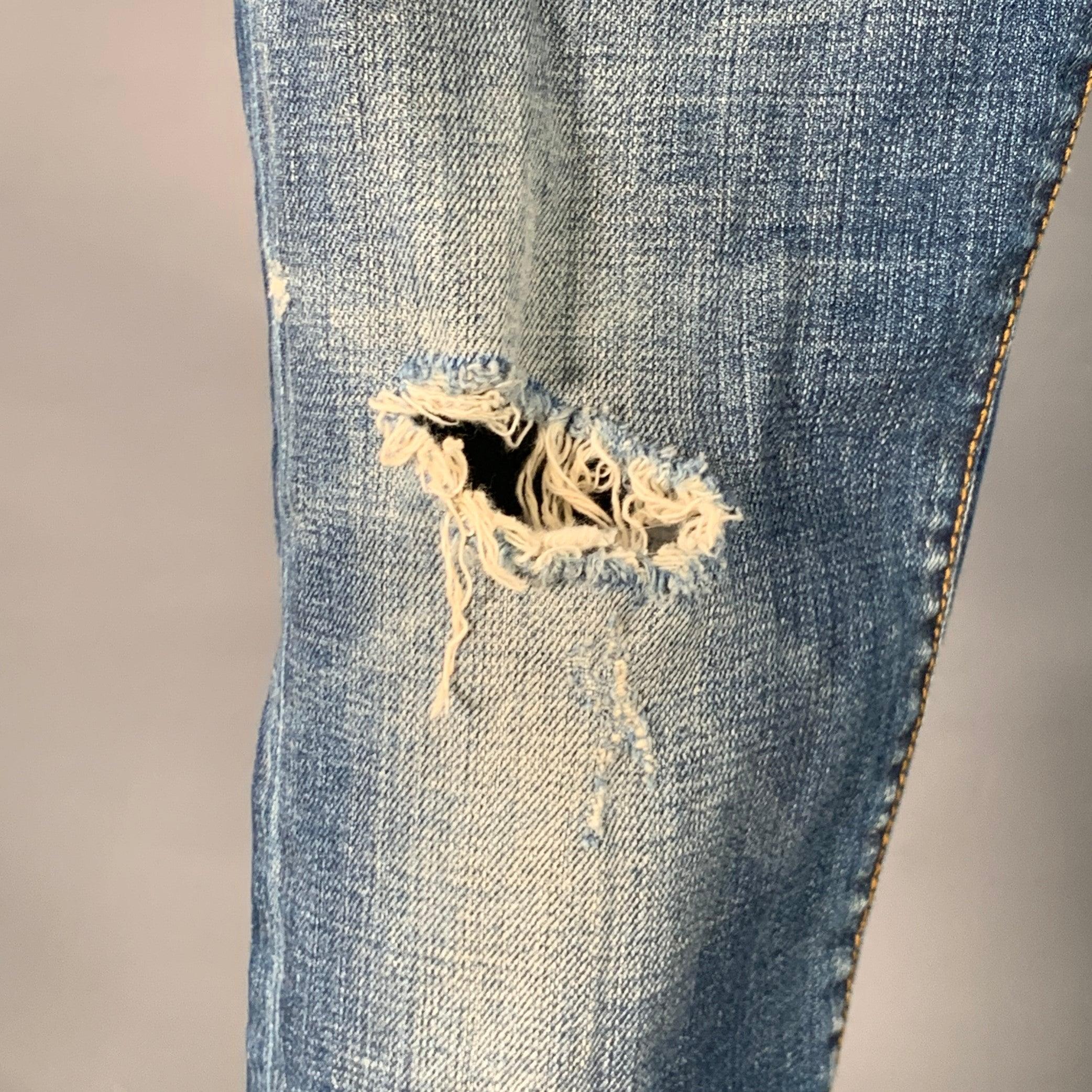 R13 SS15 Talla 31 Azul Vaqueros ajustados de mezcla de algodón desgastados Gris en venta