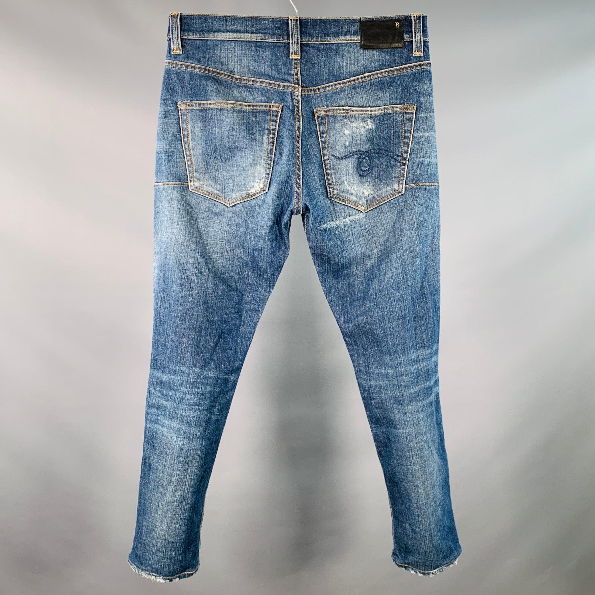 R13 SS15 Talla 31 Azul Vaqueros ajustados de mezcla de algodón desgastados en Excelente estado para la venta en San Francisco, CA