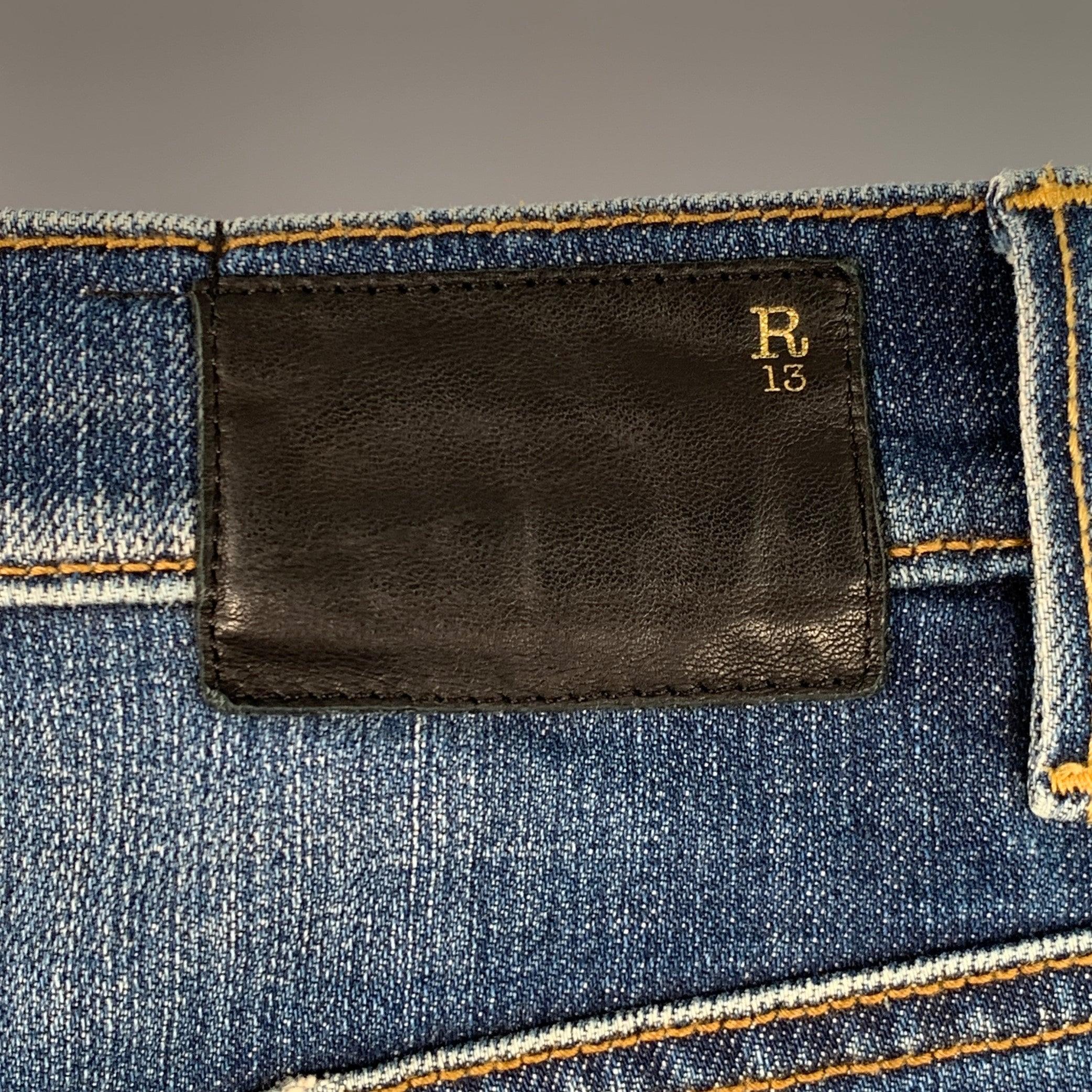 De los hombres R13 SS15 Talla 31 Azul Vaqueros ajustados de mezcla de algodón desgastados en venta