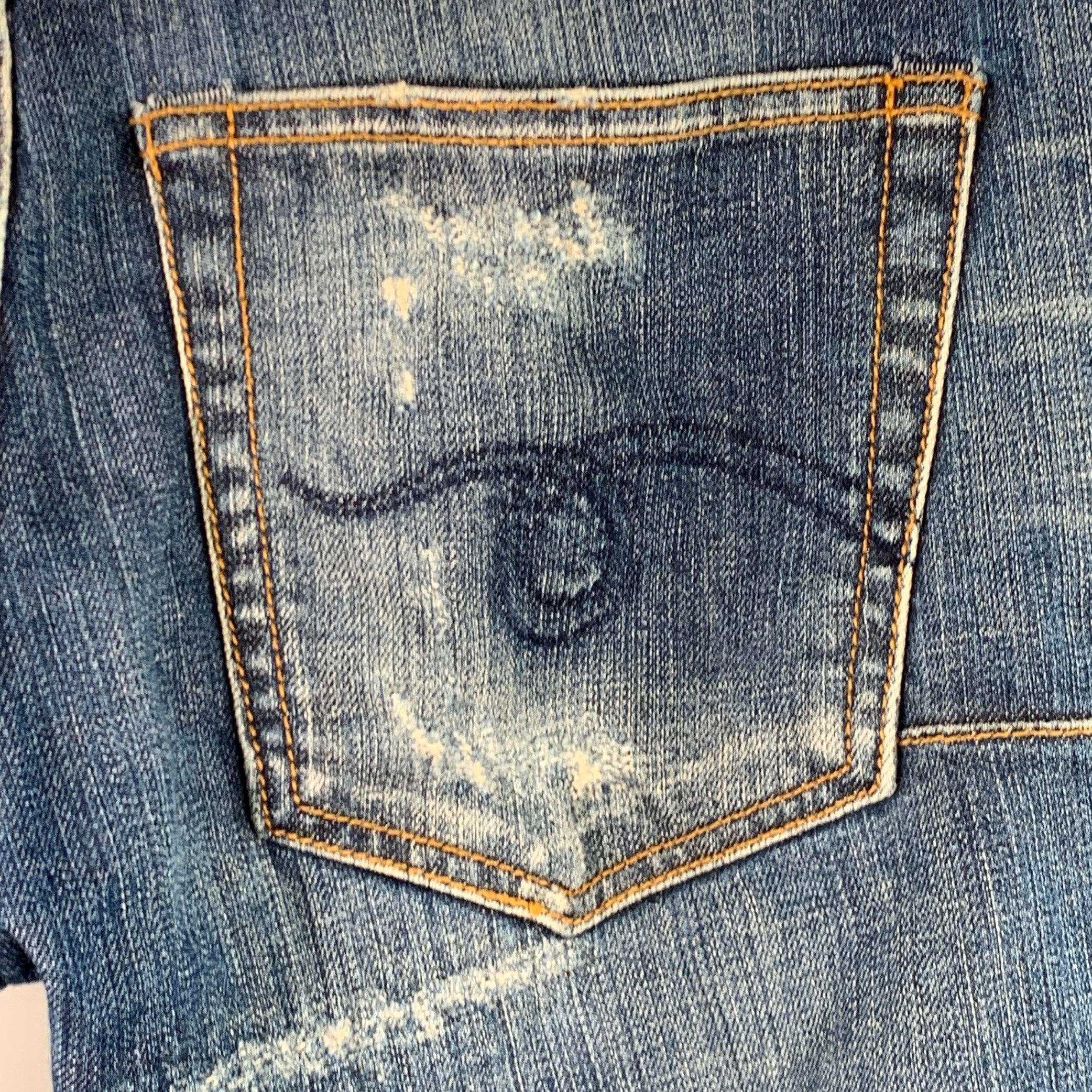 R13 SS15 Talla 31 Azul Vaqueros ajustados de mezcla de algodón desgastados en venta 1