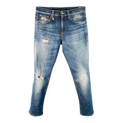R13 SS15 Talla 31 Azul Vaqueros ajustados de mezcla de algodón desgastados